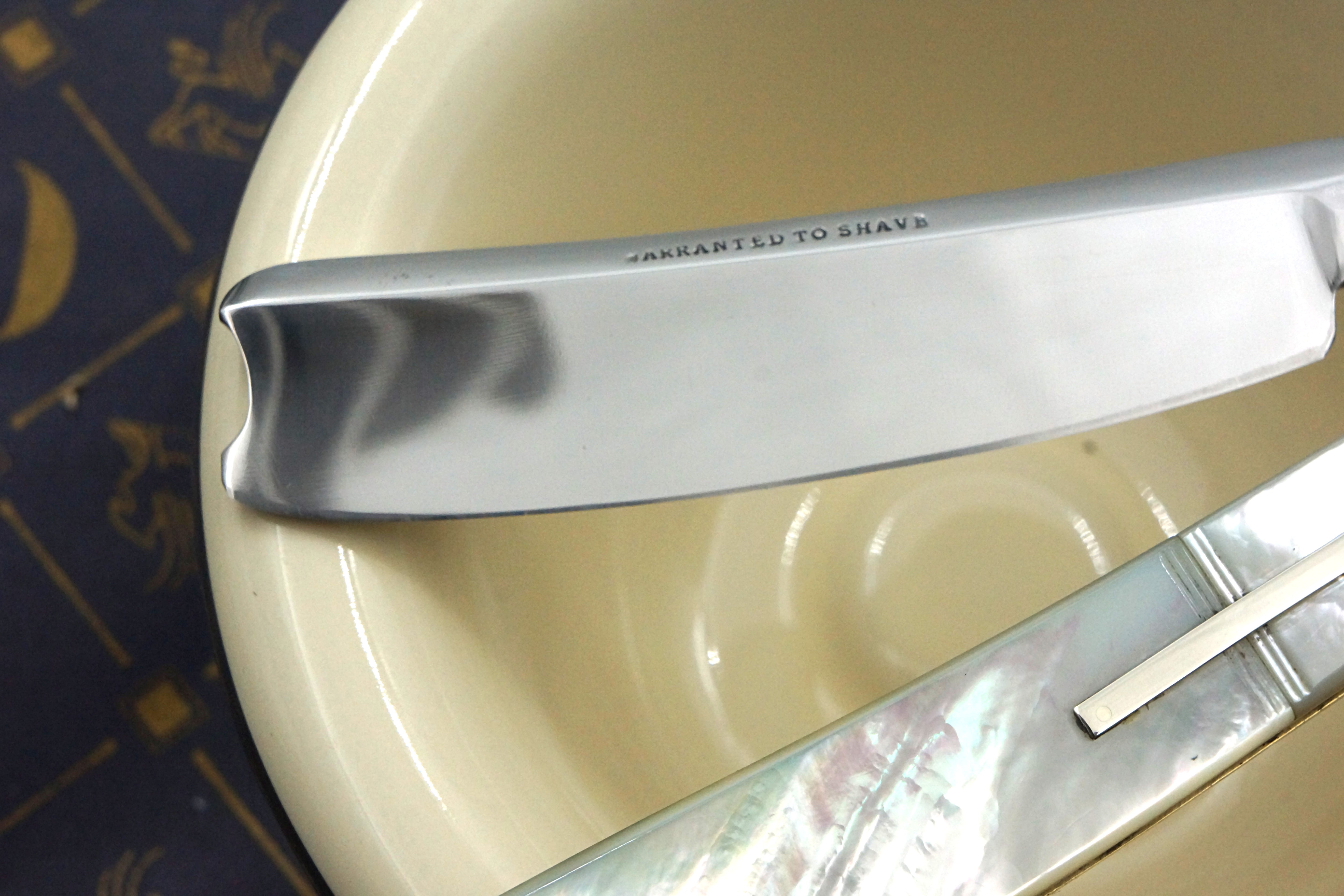 Edward Saville "Eclipse" 6/8 - Fancy Grind Fully Restored Mother of Pearl Scaled Sheffield Straight Razor - Shave Ready