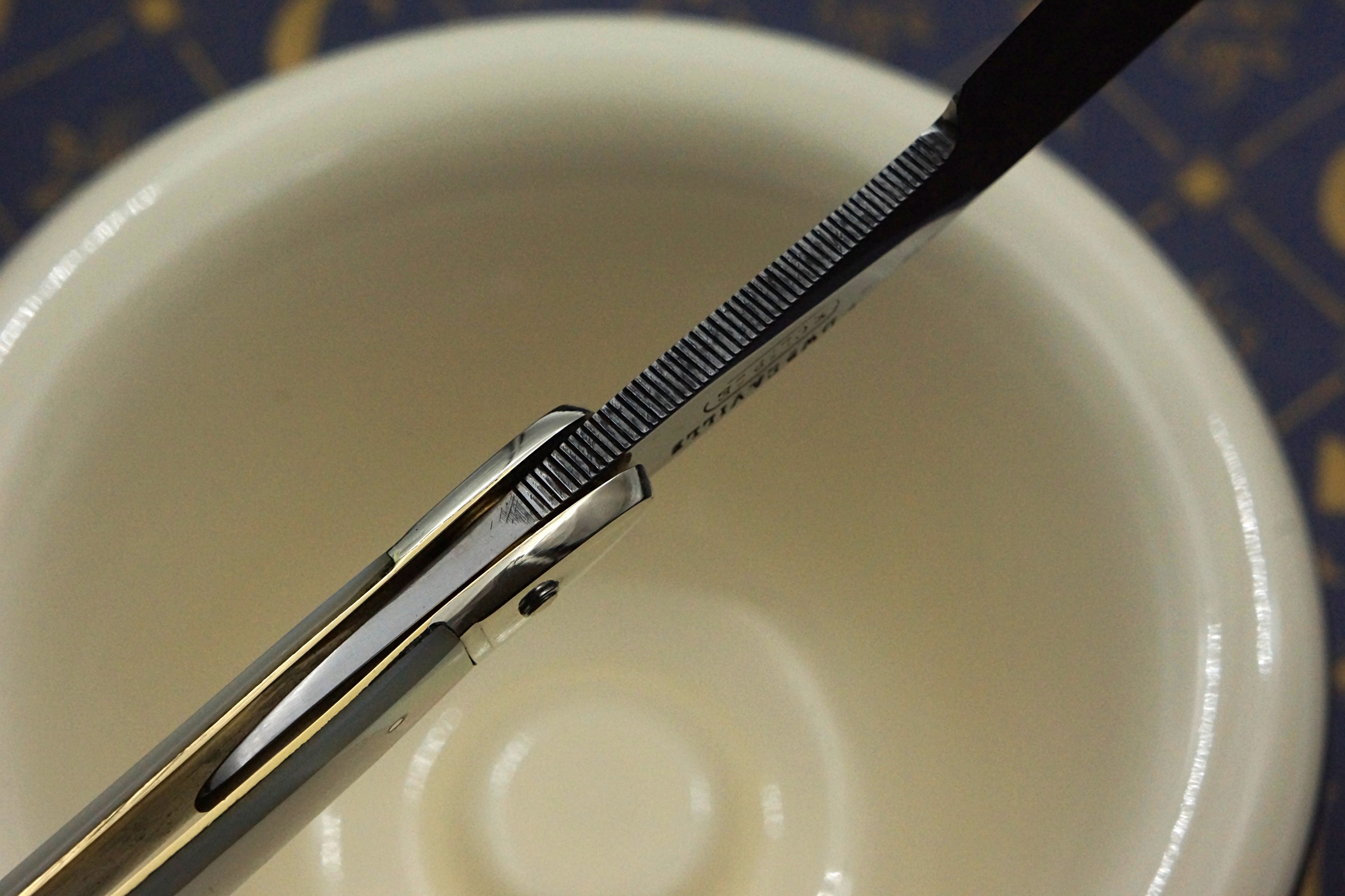 Edward Saville "Eclipse" 6/8 - Fancy Grind Fully Restored Mother of Pearl Scaled Sheffield Straight Razor - Shave Ready