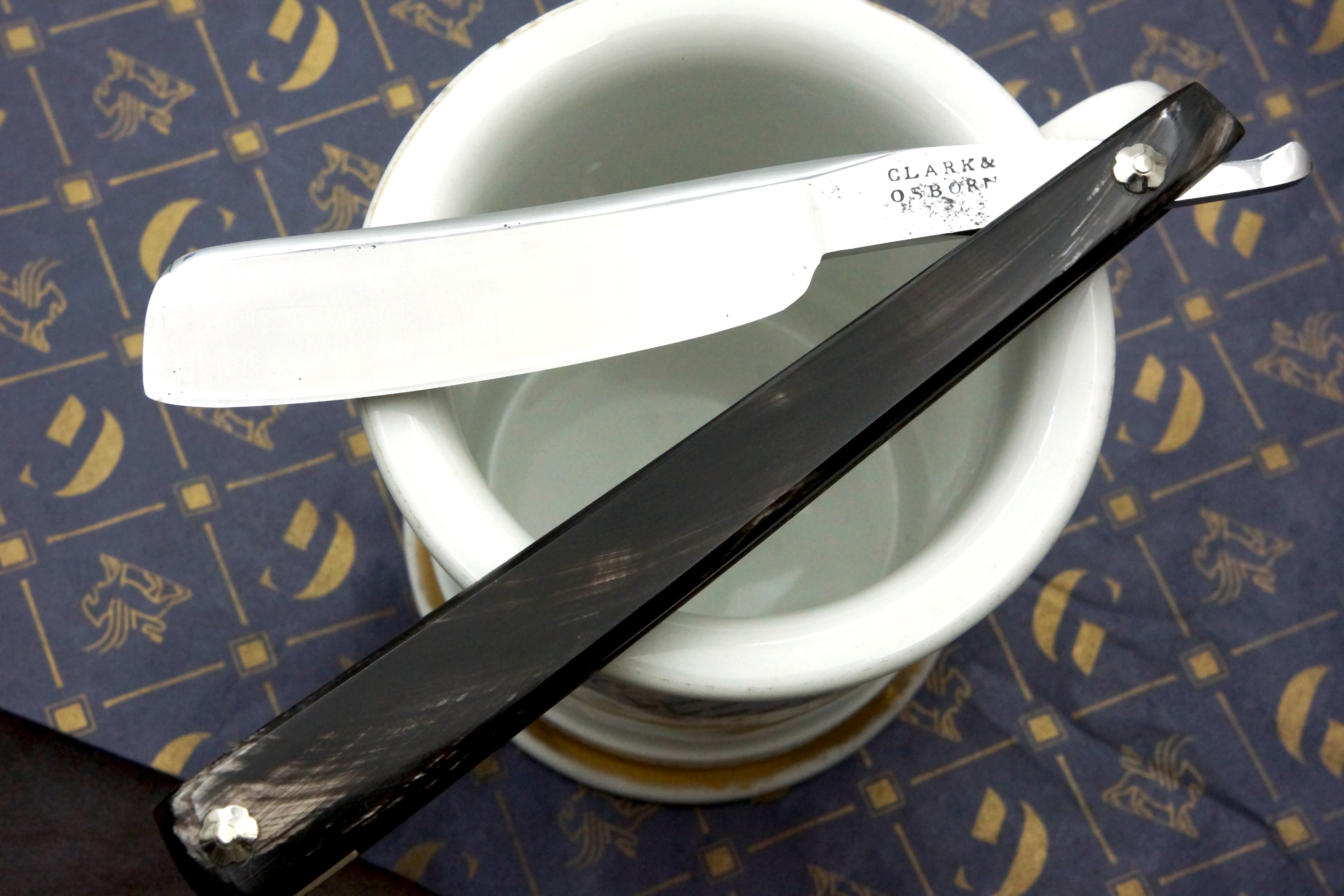 Clark & Osborn Early 1800s - Restored 6/8 Vintage Sheffield Straight Razor with New Horn Scales - Shave Ready