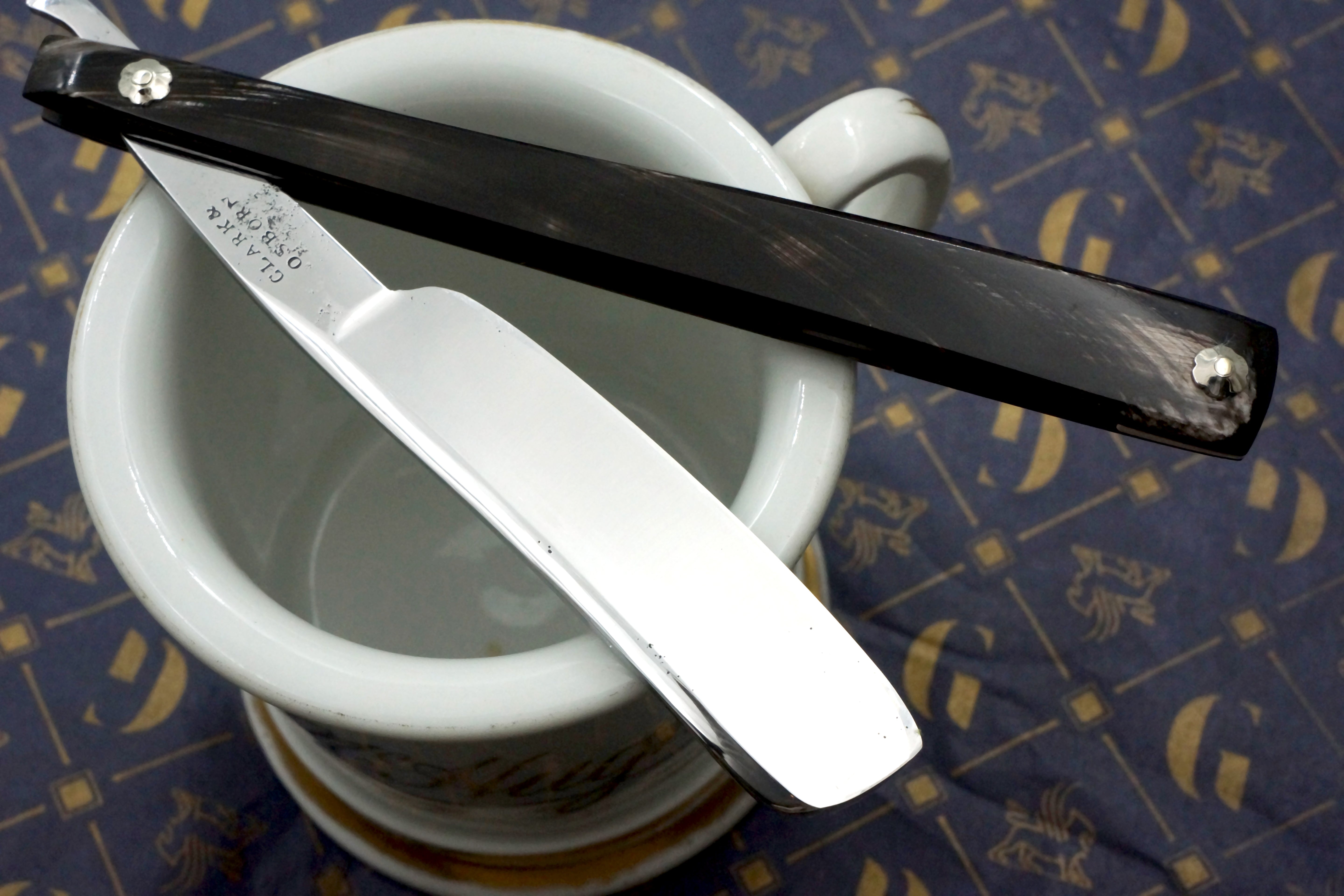 Clark & Osborn Early 1800s - Restored 6/8 Vintage Sheffield Straight Razor with New Horn Scales - Shave Ready