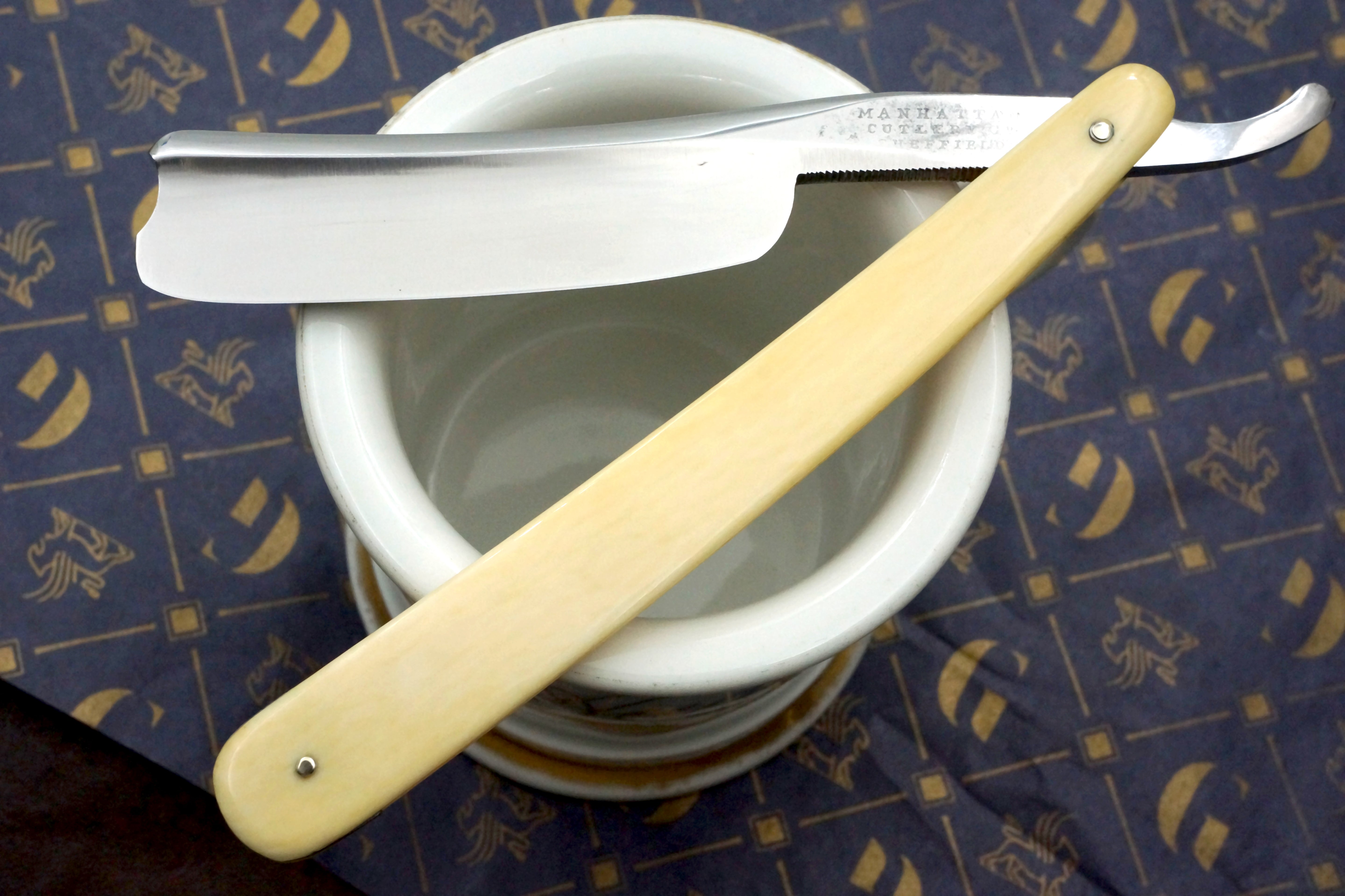 Manhattan Cutlery Co. - Restored 7/8 Sheffield Straight Razor with Ivory Scales - Shave Ready