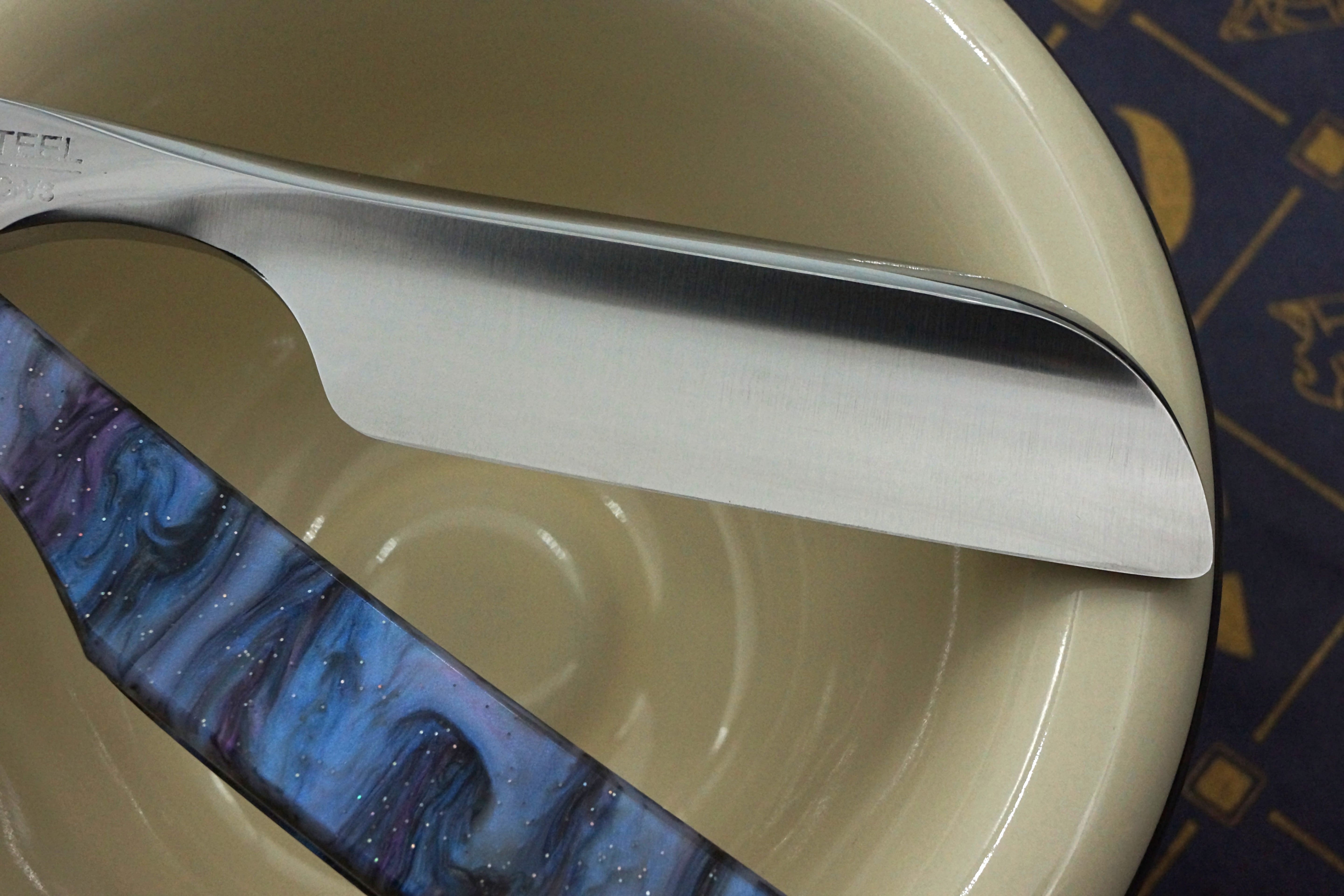 Griffith 13/16 Full Hollow Blade - Purple Starry Sky Acrylic Scales Artisan Straight Razor
