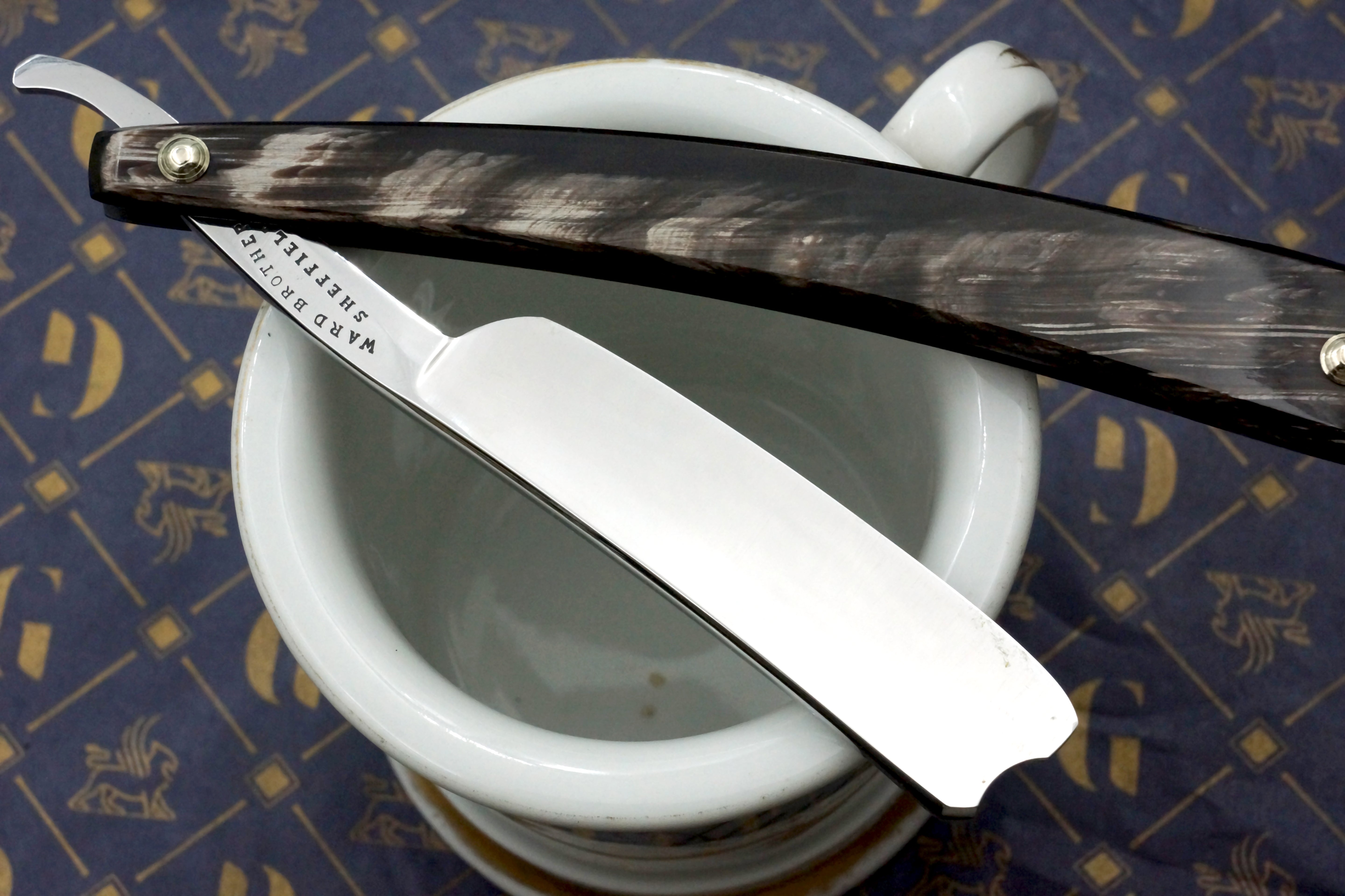 Ward Bros. 6/8 Near Wedge Blade with New Horn Scales - Fully Restored Sheffield Straight Razor - Shave Ready