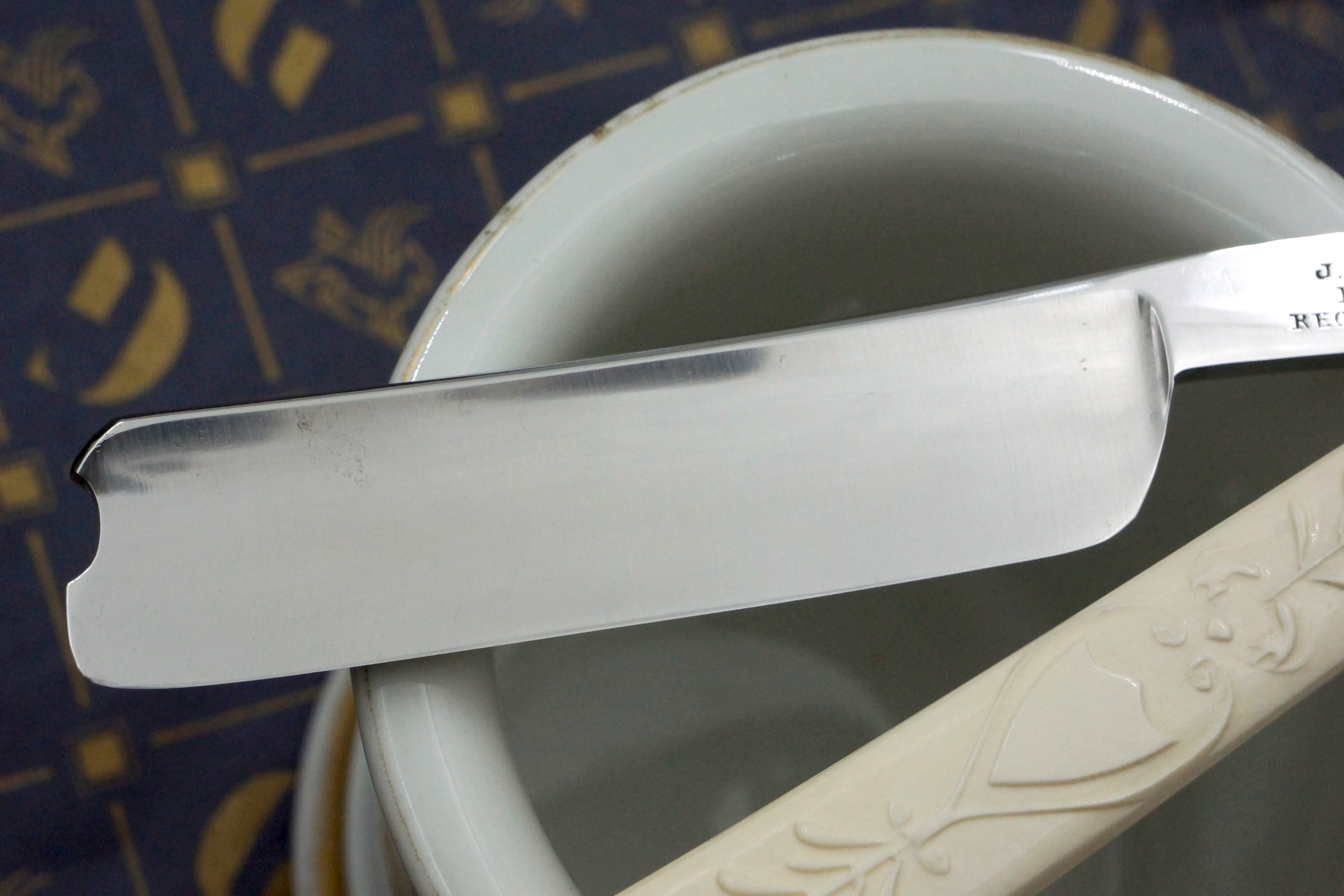 J.C. Vickery Regent St. 6/8 Blade with Fancy Carved Mammoth Ivory Scales Sheffield Straight Razor - Shave Ready