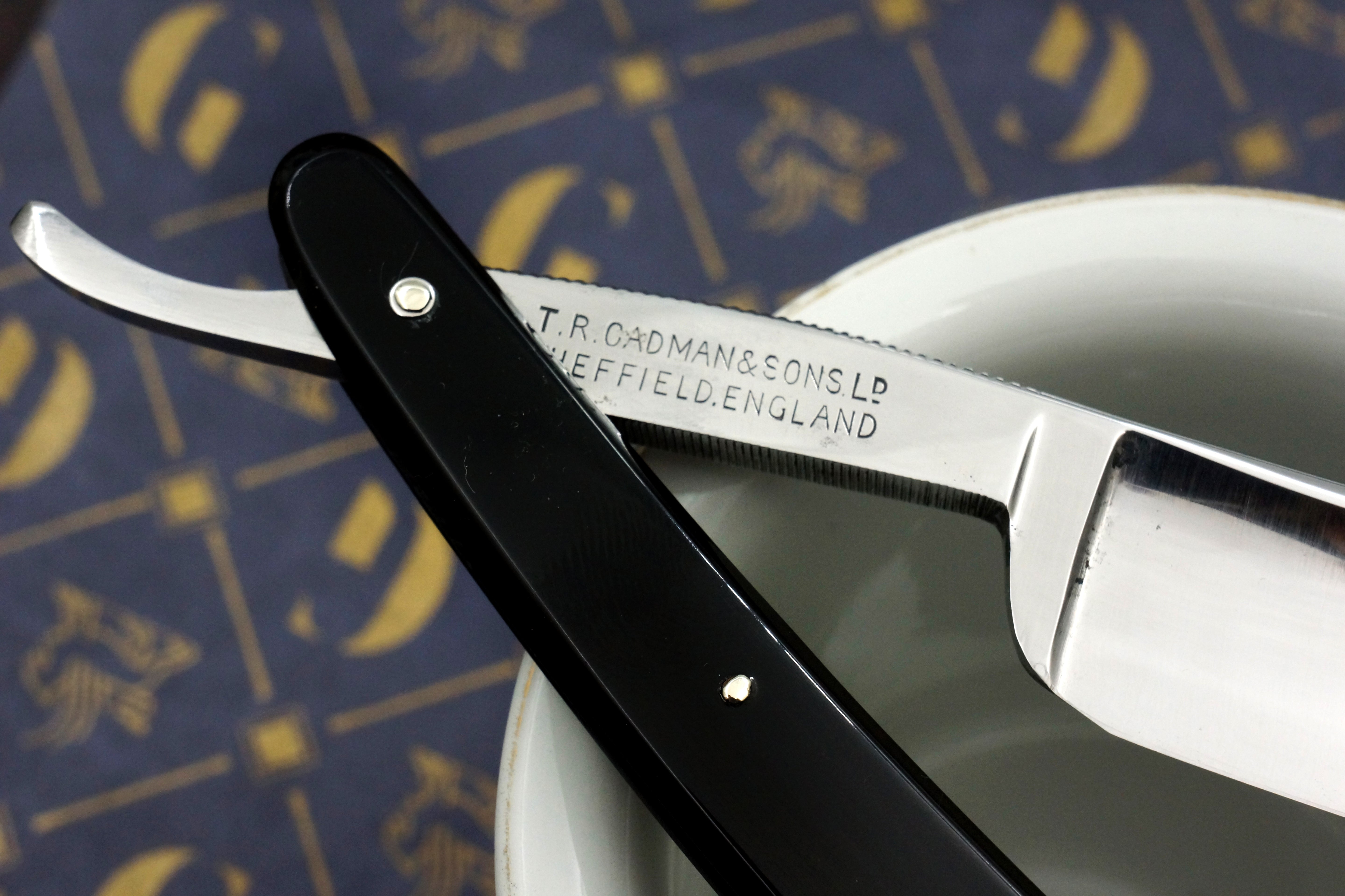 T.R. Cadman & Sons "Bengall" Etched Full Hollow - 13/16 Excellent Restored Sheffield Straight Razor - Shave Ready