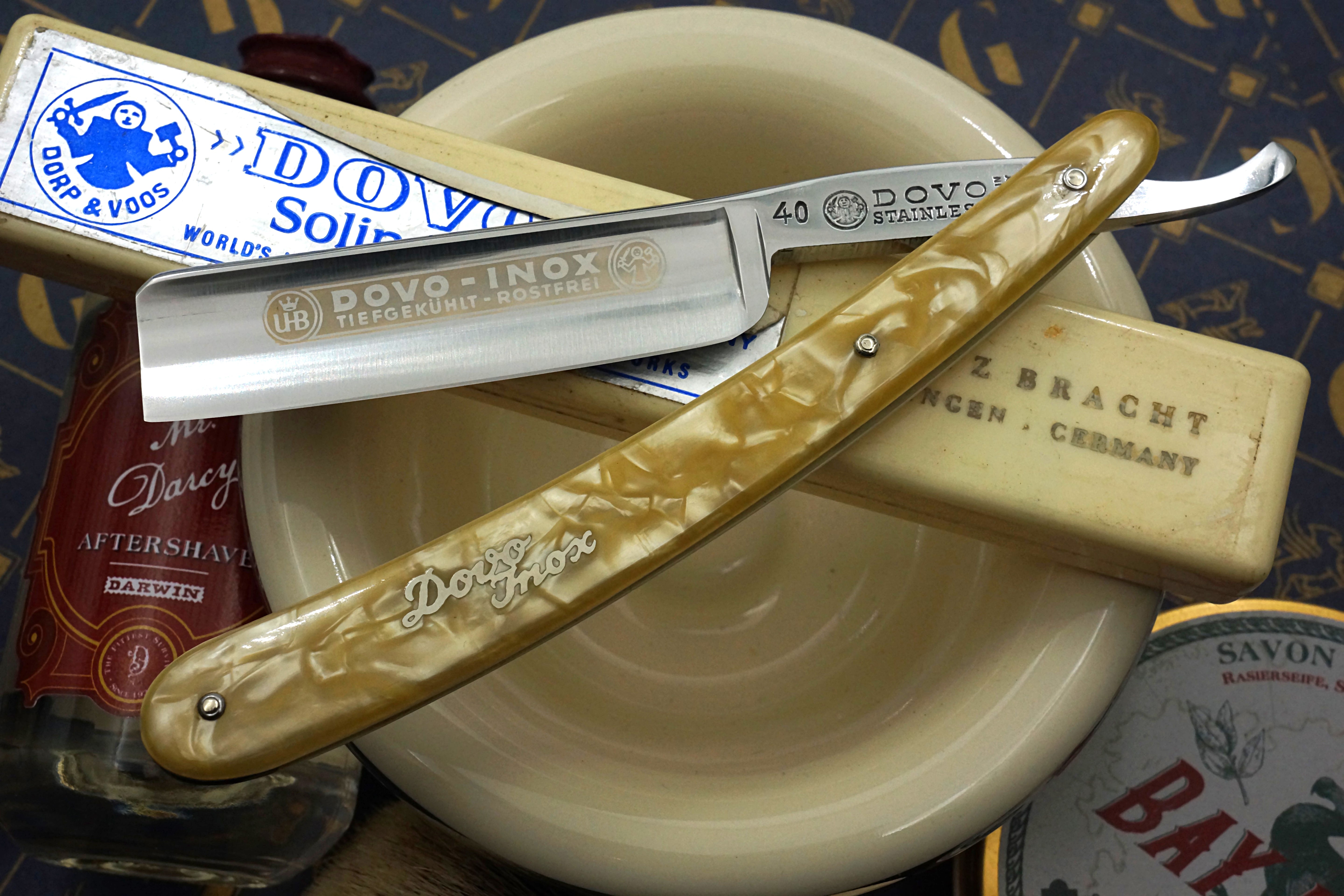 Fritz Bracht Dovo Inox No.40 13/16 Blade Cracked Ice Scales - Excellent++ Vintage Solingen Straight Razor - Shave Ready