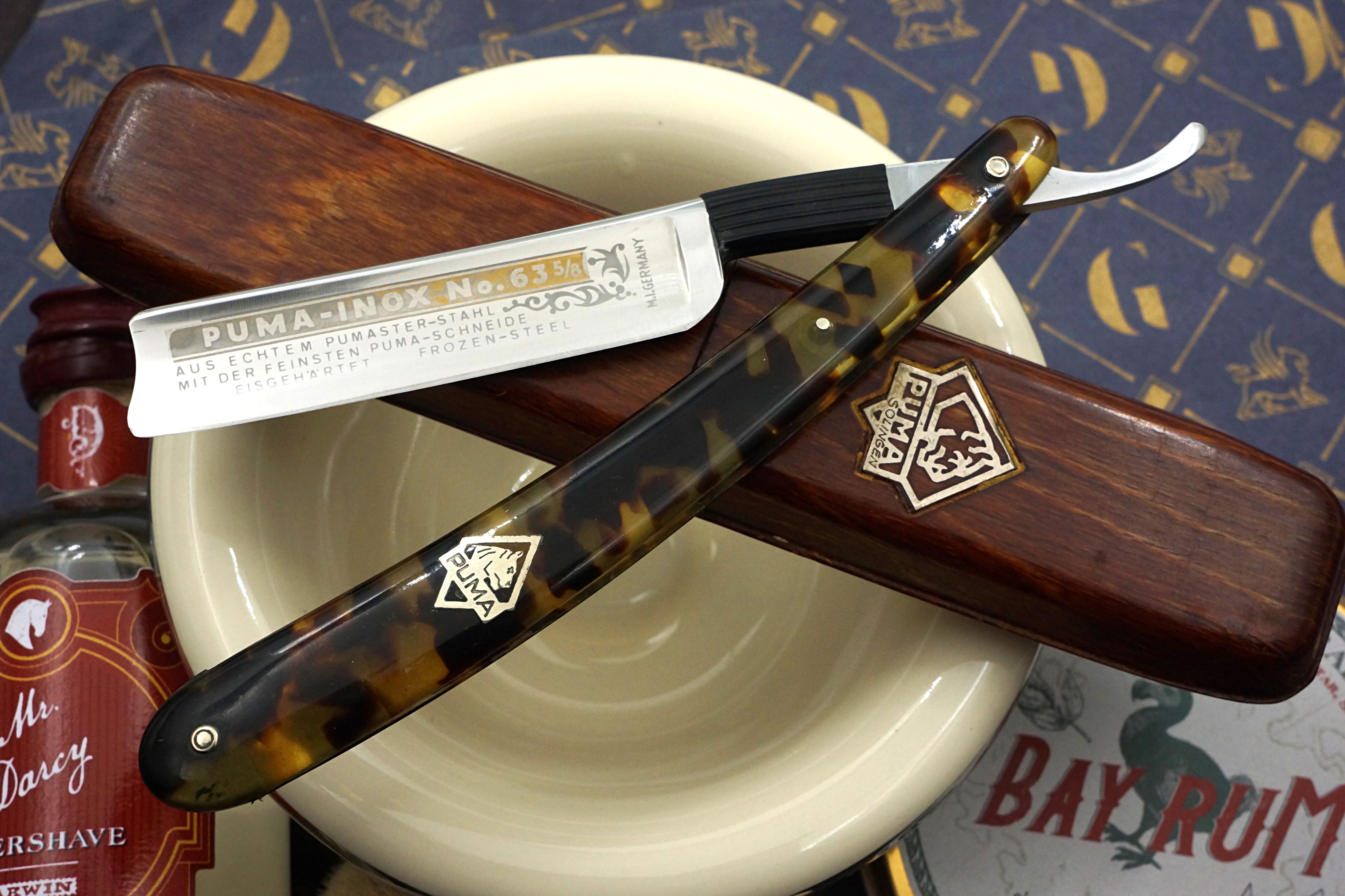 Puma INOX No. 63 11/16 Full Hollow Gorgeous Etch - Rare Near Pristine Vintage Solingen Straight Razor - Shave Ready