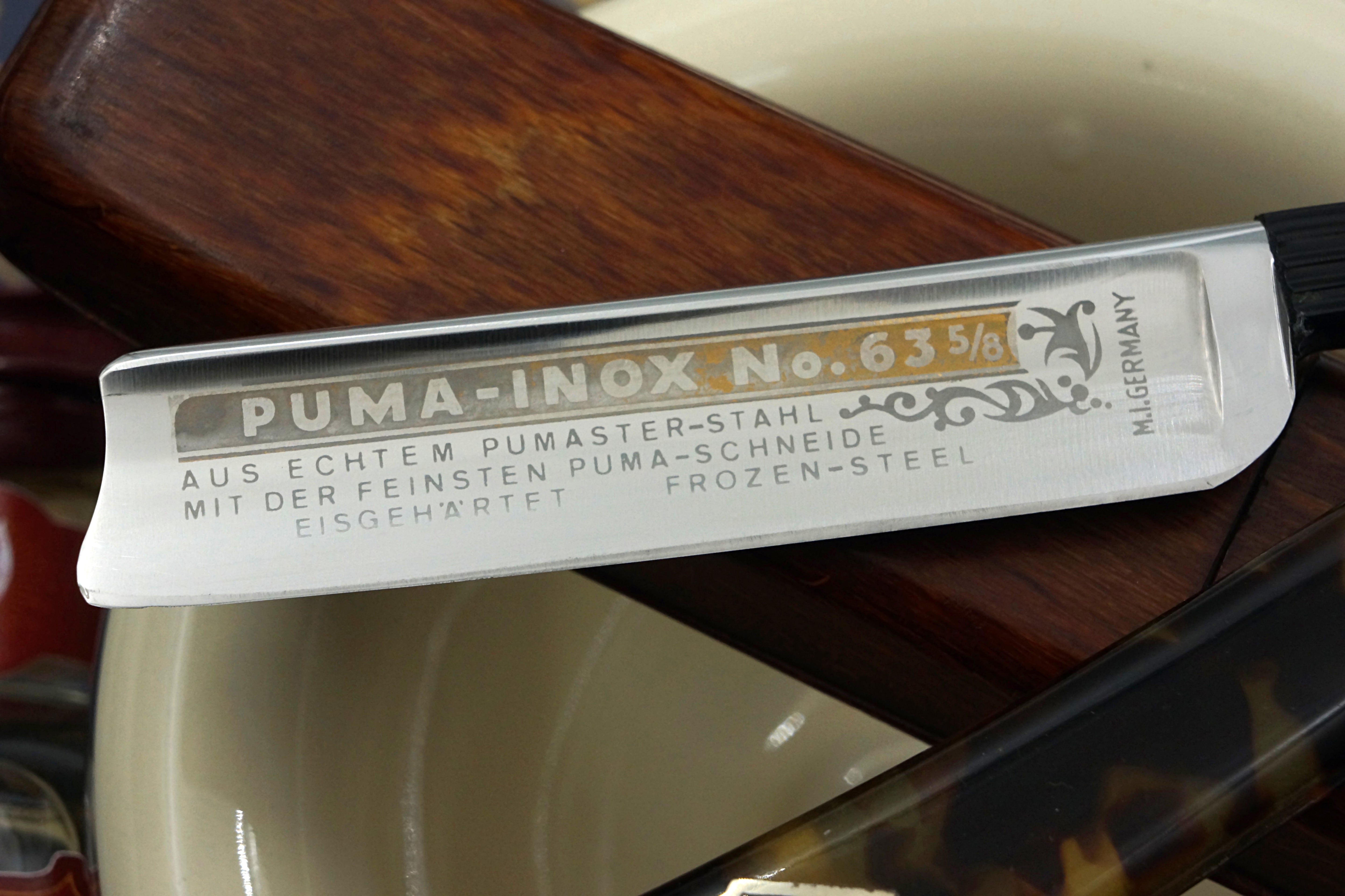 Puma INOX No. 63 11/16 Full Hollow Gorgeous Etch - Rare Near Pristine Vintage Solingen Straight Razor - Shave Ready