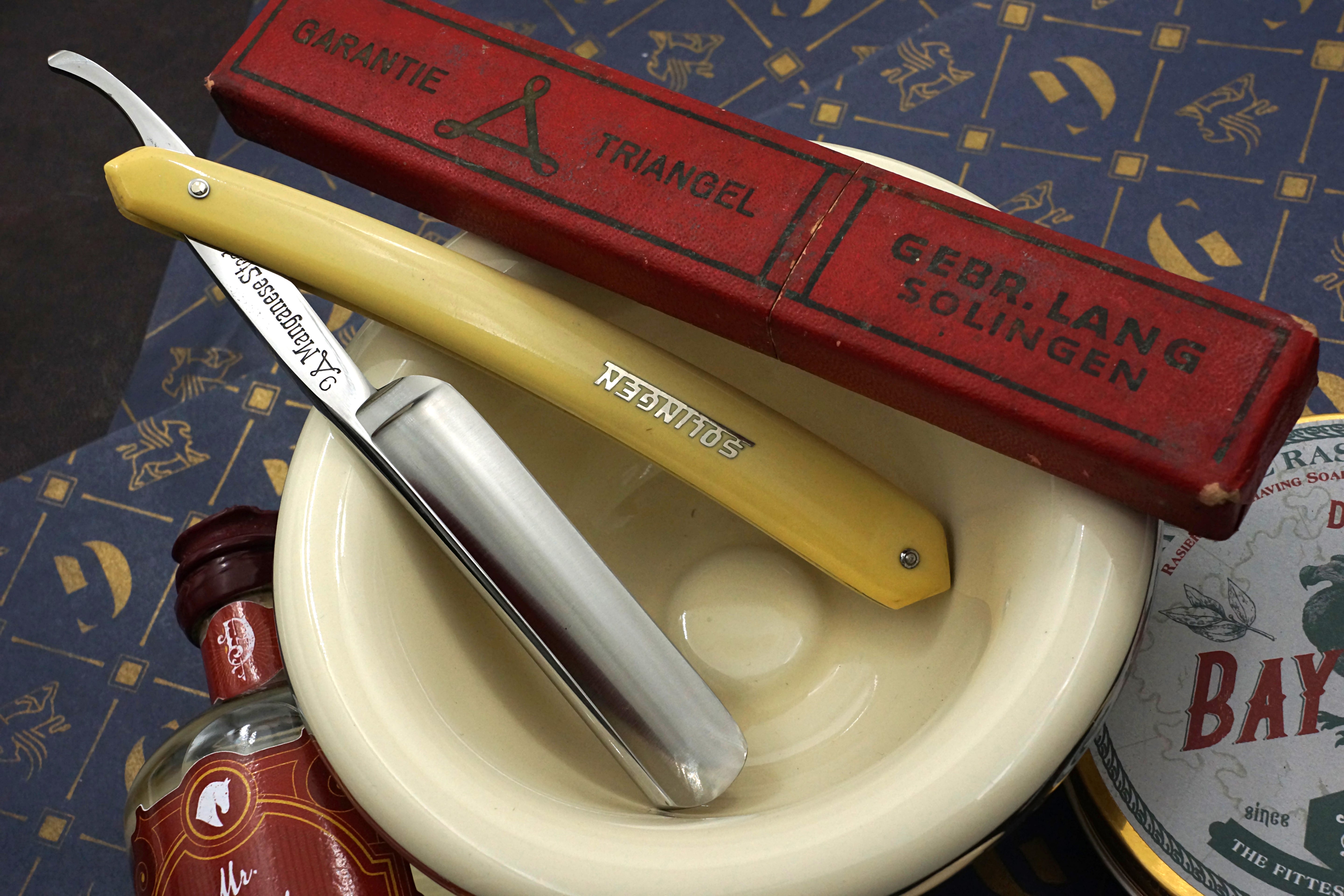 Gebr.Lang Triangel No. 9 11/16 Full Hollow Blade - Near Mint Vintage Solingen Straight Razor - Shave Ready