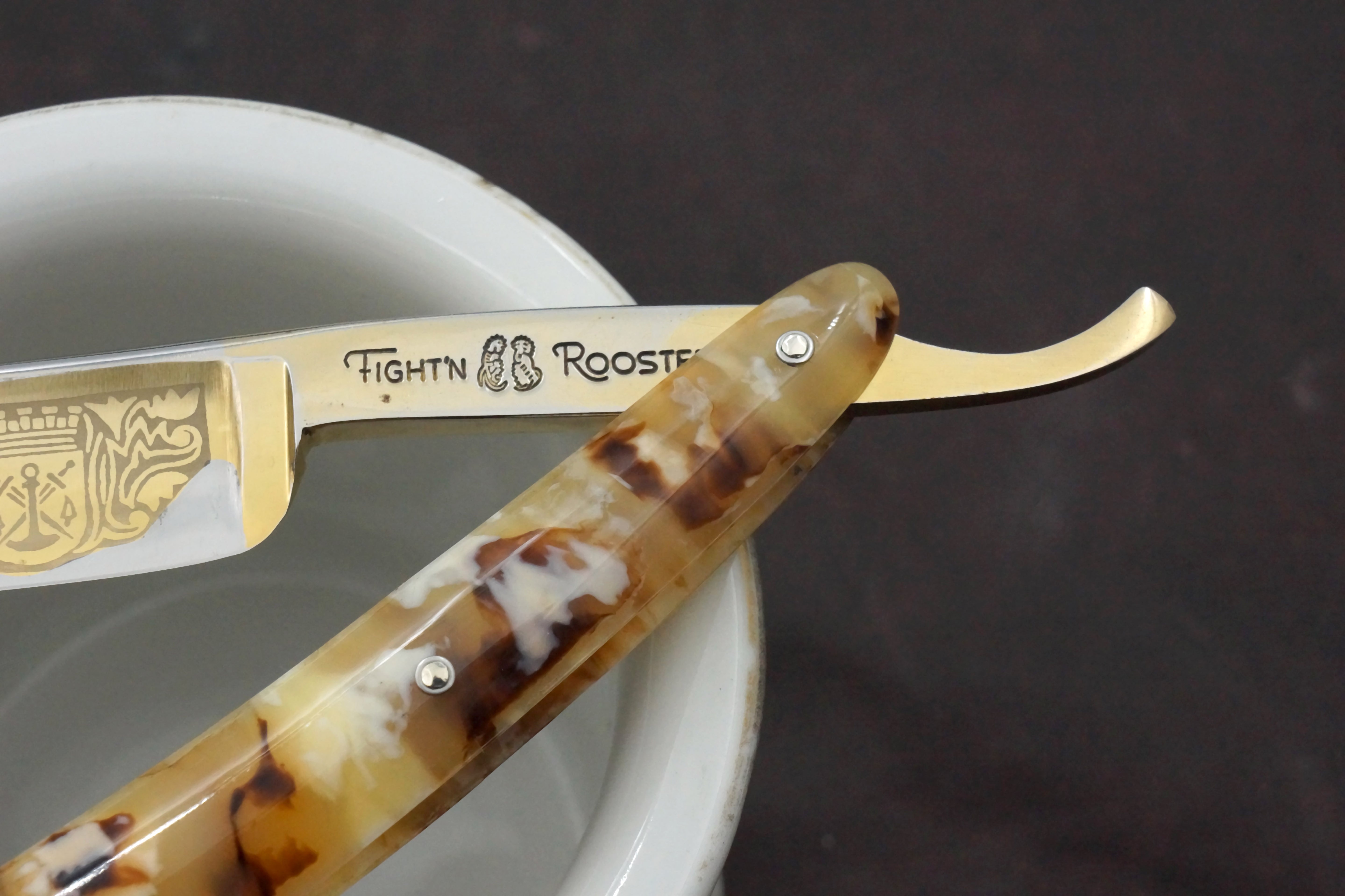 Frank Buster Fightin' Rooster - Excellent Fancy 11/16 Blade - Vintage Solingen Straight Razor - Shave Ready