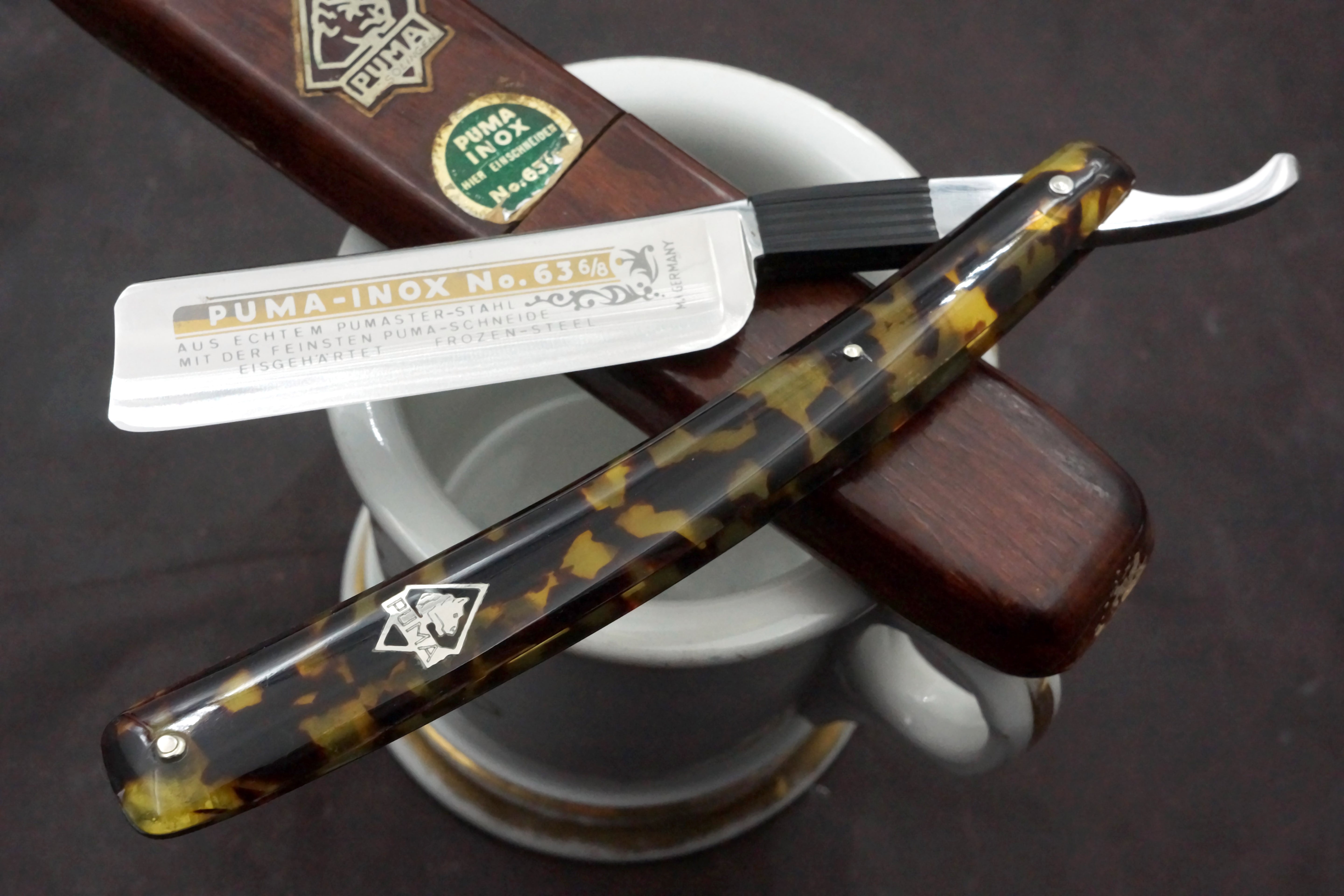 Puma INOX No. 63 6/8 Full Hollow Gorgeous Etch - Rare Near Pristine Vintage Solingen Straight Razor - Shave Ready
