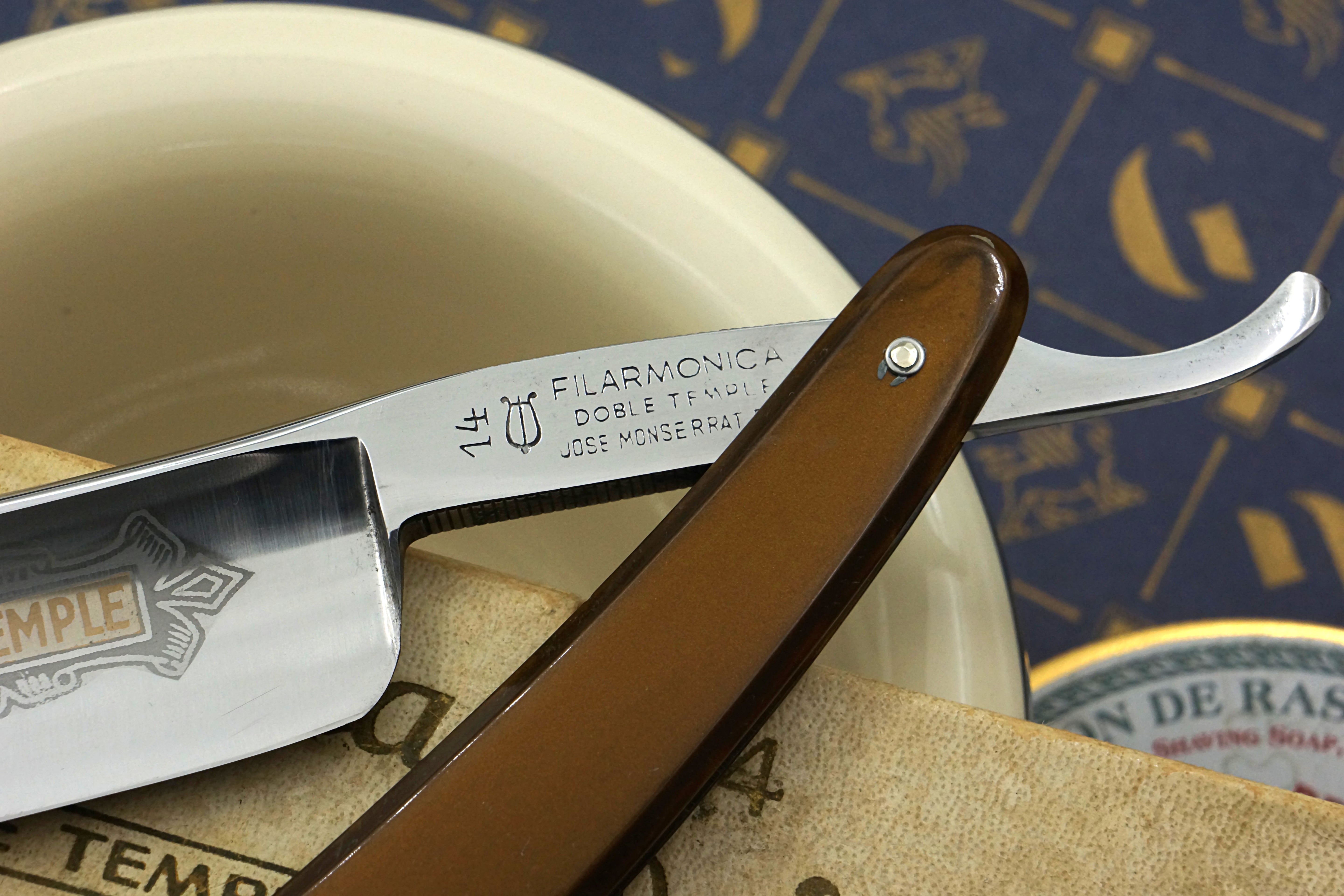 Filarmonica JMP Doble Temple No. 14 15/16" Full Hollow Blade - Excellent+ Vintage Spanish Straight Razor - Shave Ready