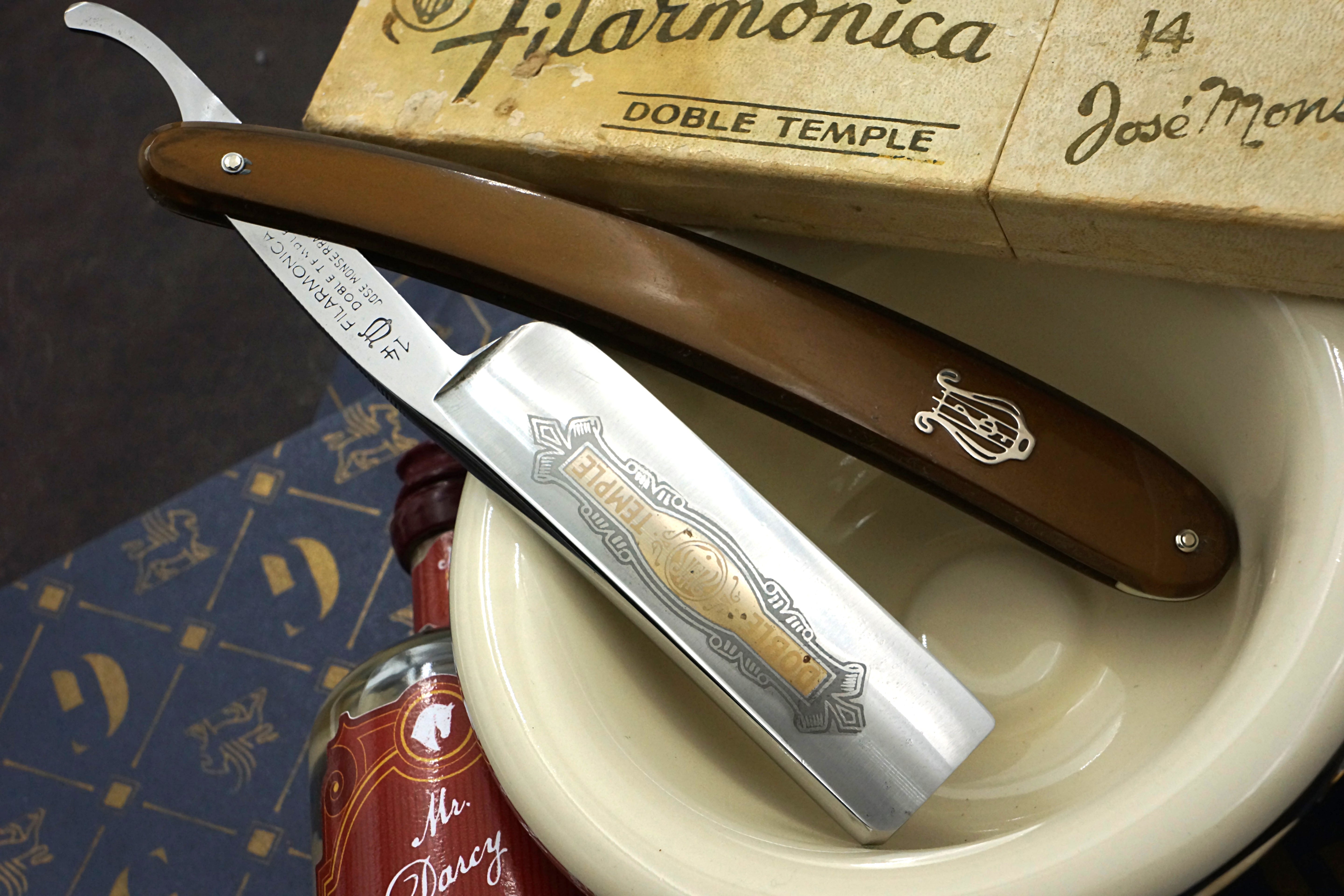 Filarmonica JMP Doble Temple No. 14 15/16" Full Hollow Blade - Excellent+ Vintage Spanish Straight Razor - Shave Ready