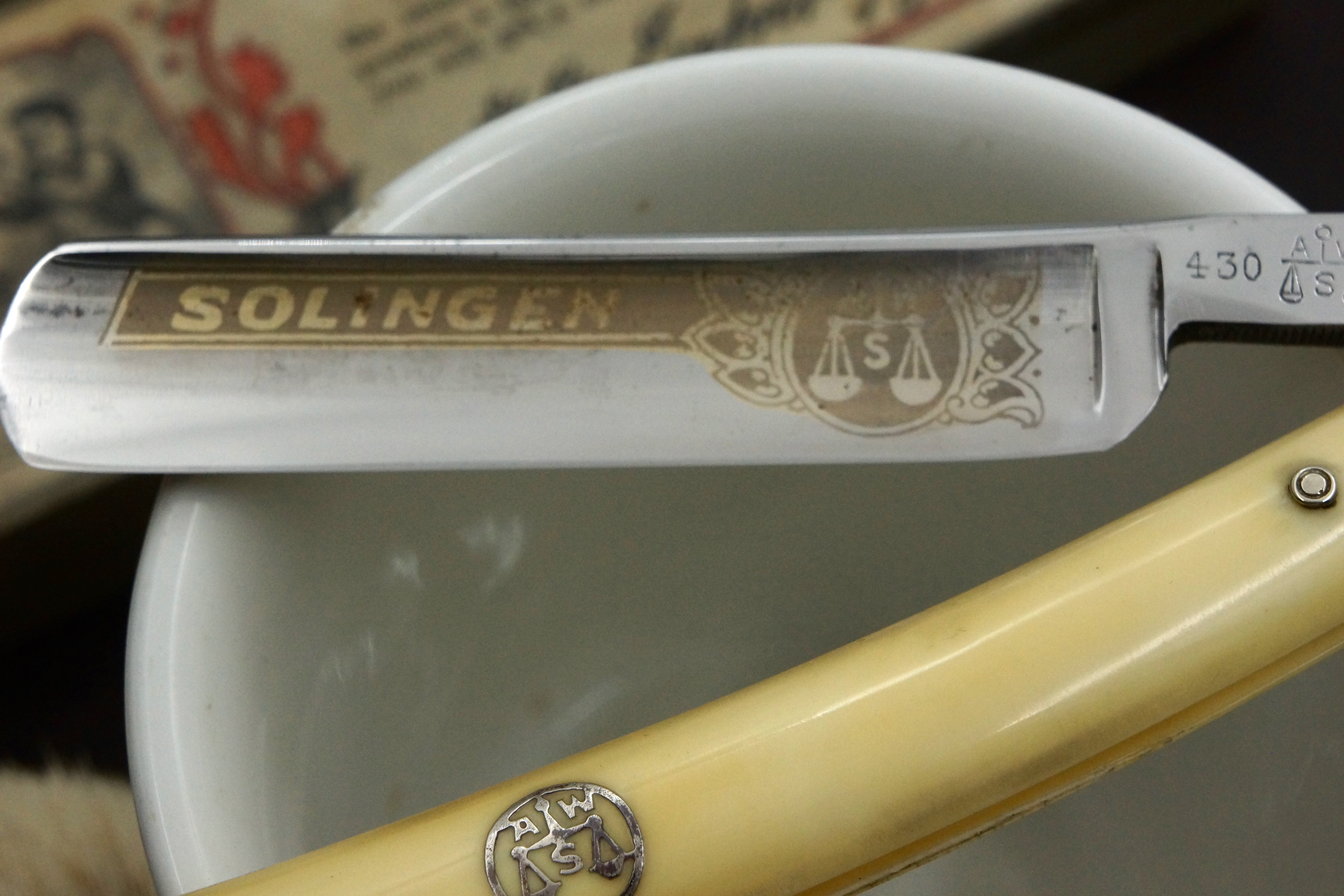 Alcoso 430- 13/16 Excellent Full Hollow - Fancy Restored Solingen Straight Razor - Shave Ready
