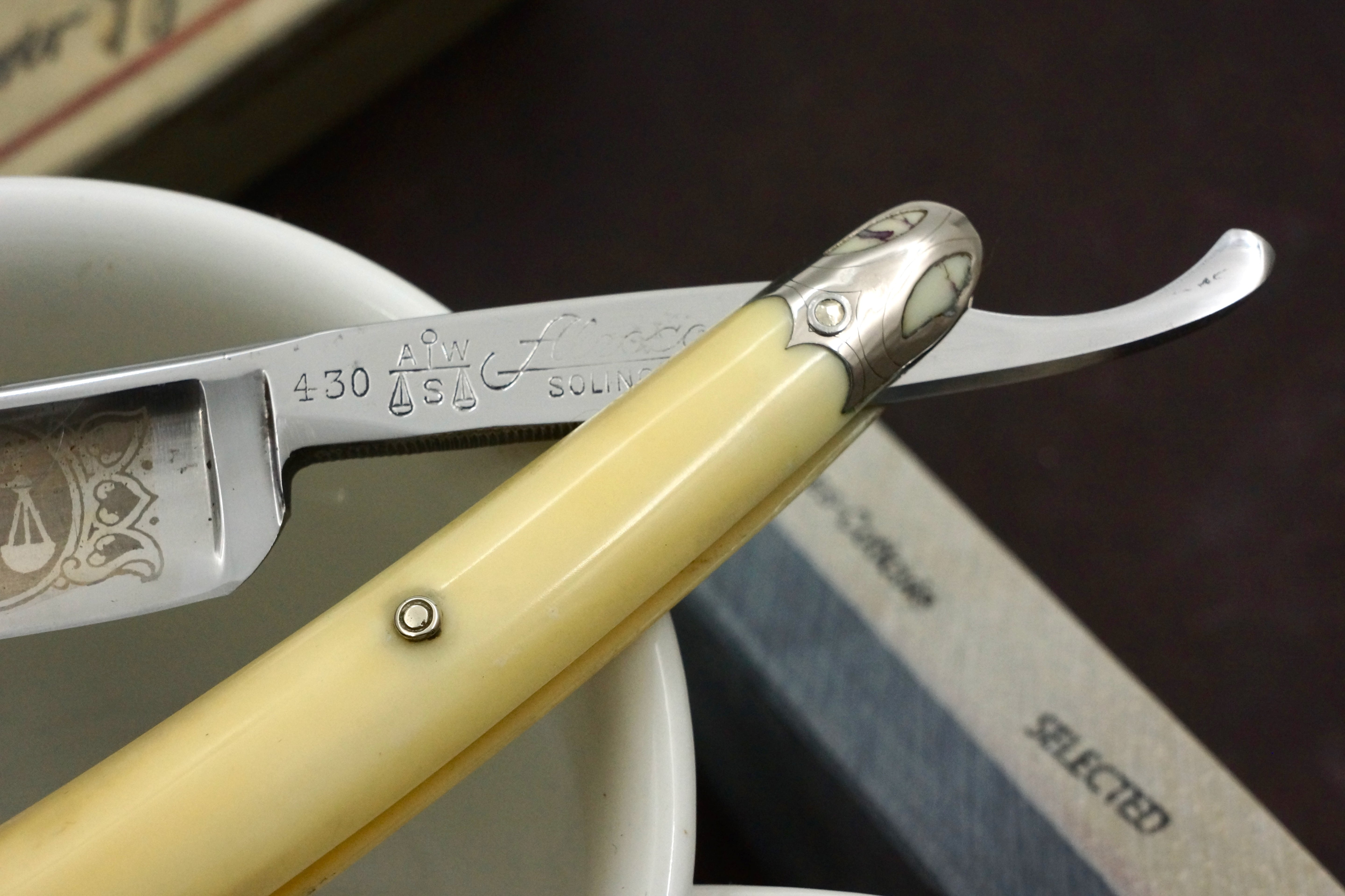 Alcoso 430- 13/16 Excellent Full Hollow - Fancy Restored Solingen Straight Razor - Shave Ready