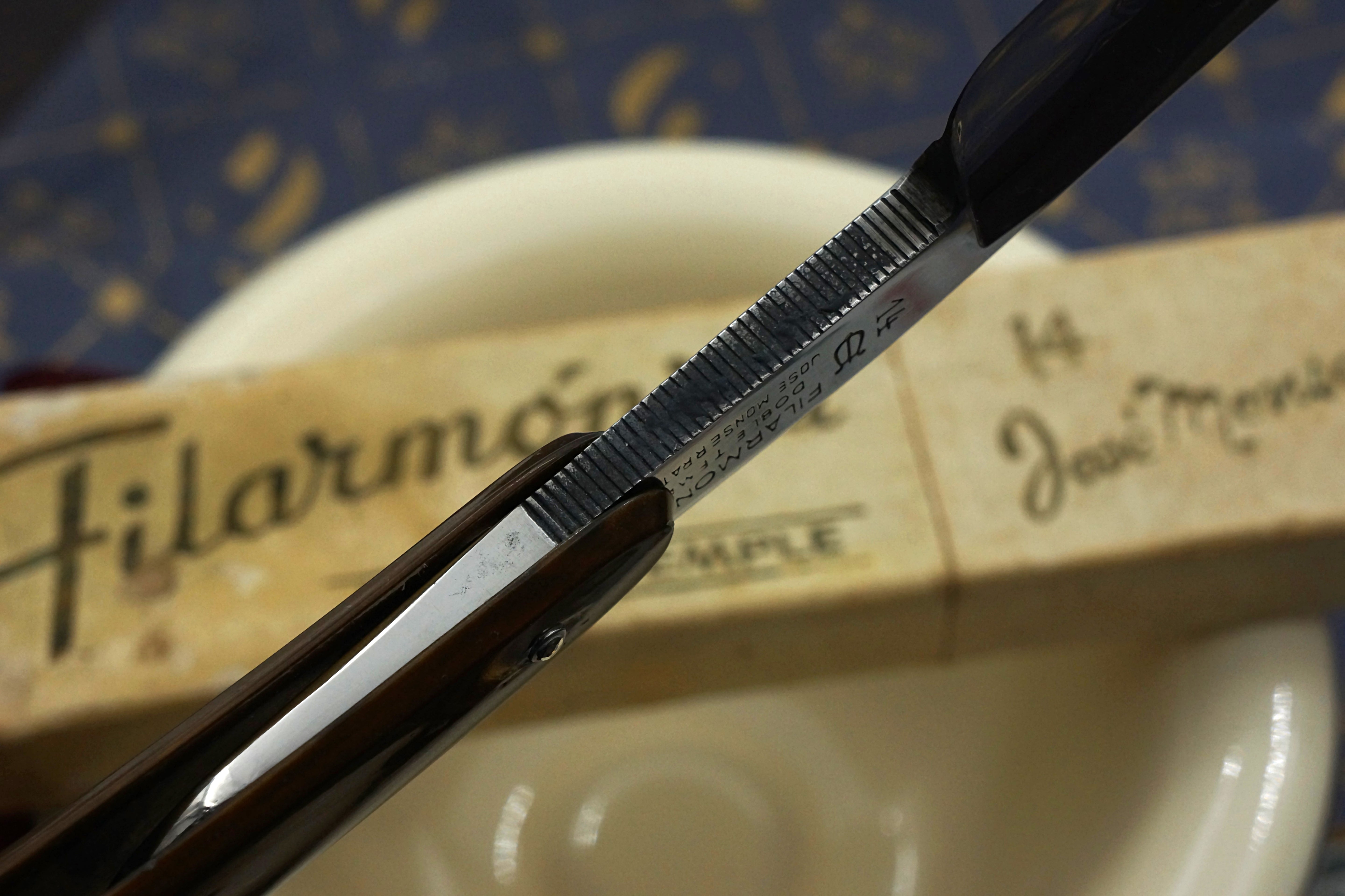 Filarmonica JMP Doble Temple No. 14 15/16" Full Hollow Blade - Excellent+ Vintage Spanish Straight Razor - Shave Ready