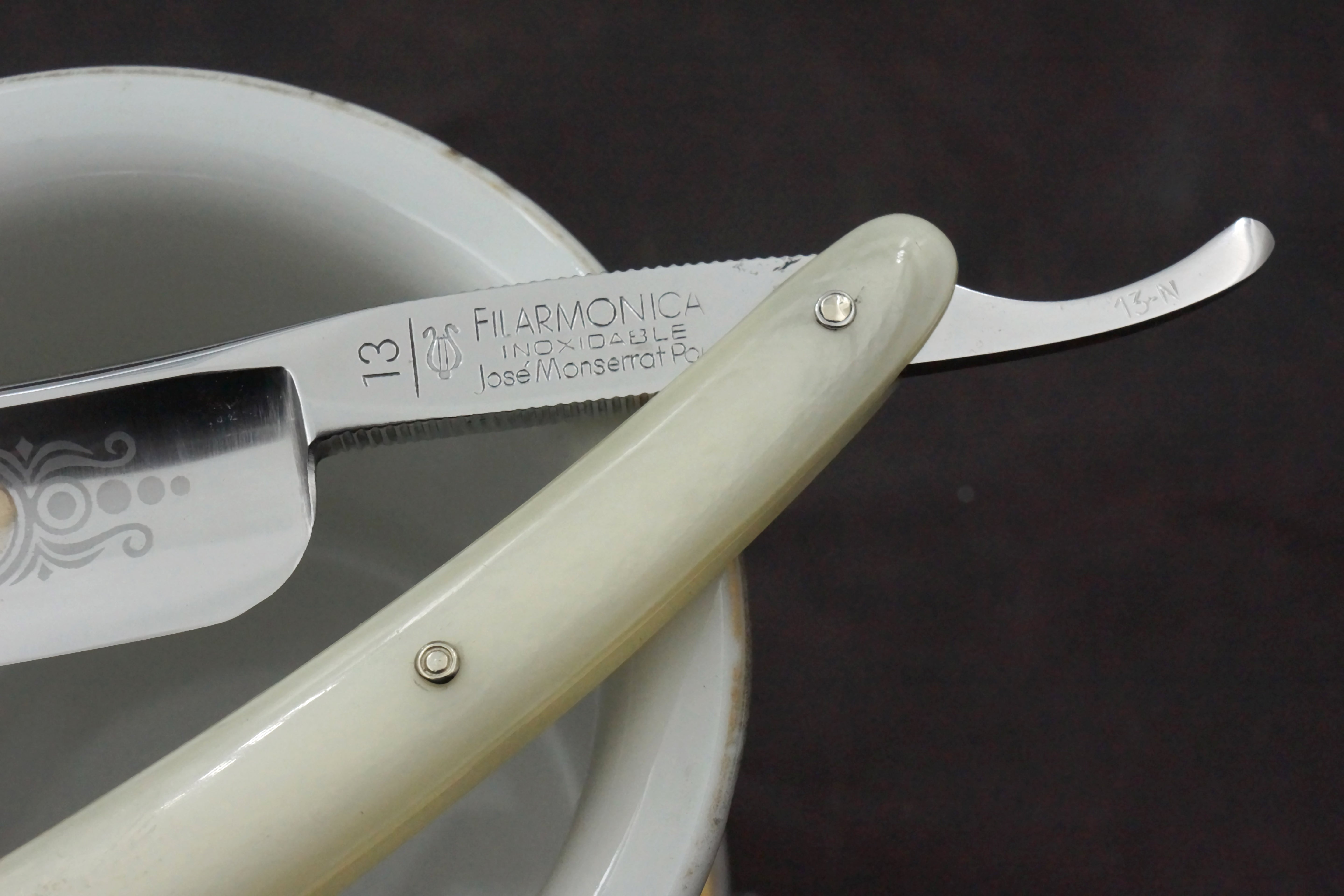 Filarmonica Inox Stainless Steel JMP No. 13 6/8 Full Hollow Blade - Excellent+ Vintage Spanish Straight Razor - Shave Ready