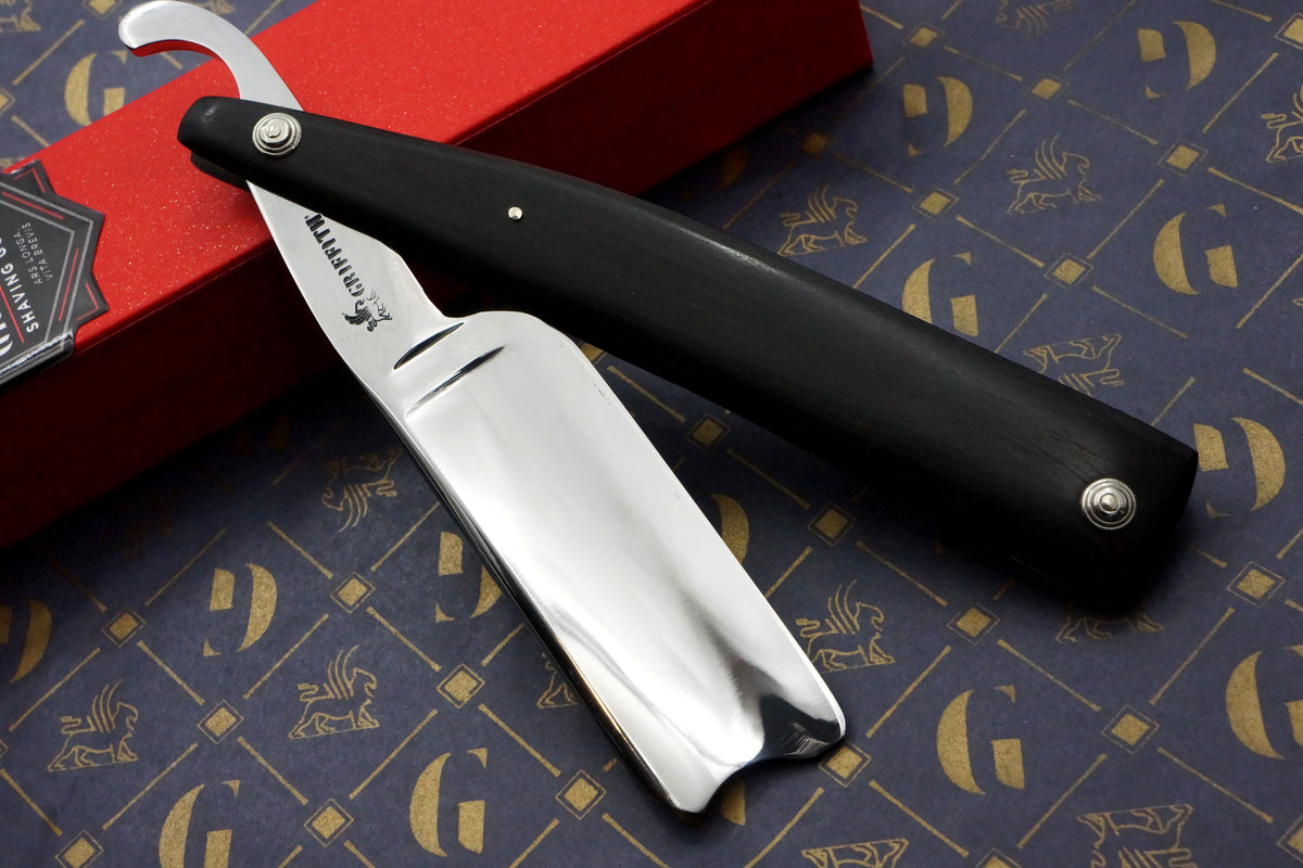 Griffith 1084 Steel 19/16 Full Hollow - Ebony Scales Artisan Straight Razor
