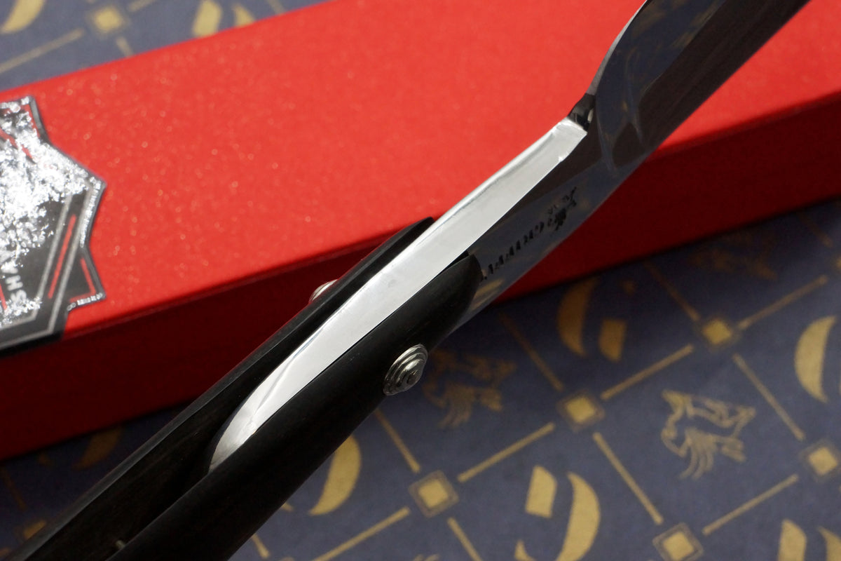 Griffith 1084 Steel 19/16 Full Hollow - Ebony Scales Artisan Straight Razor