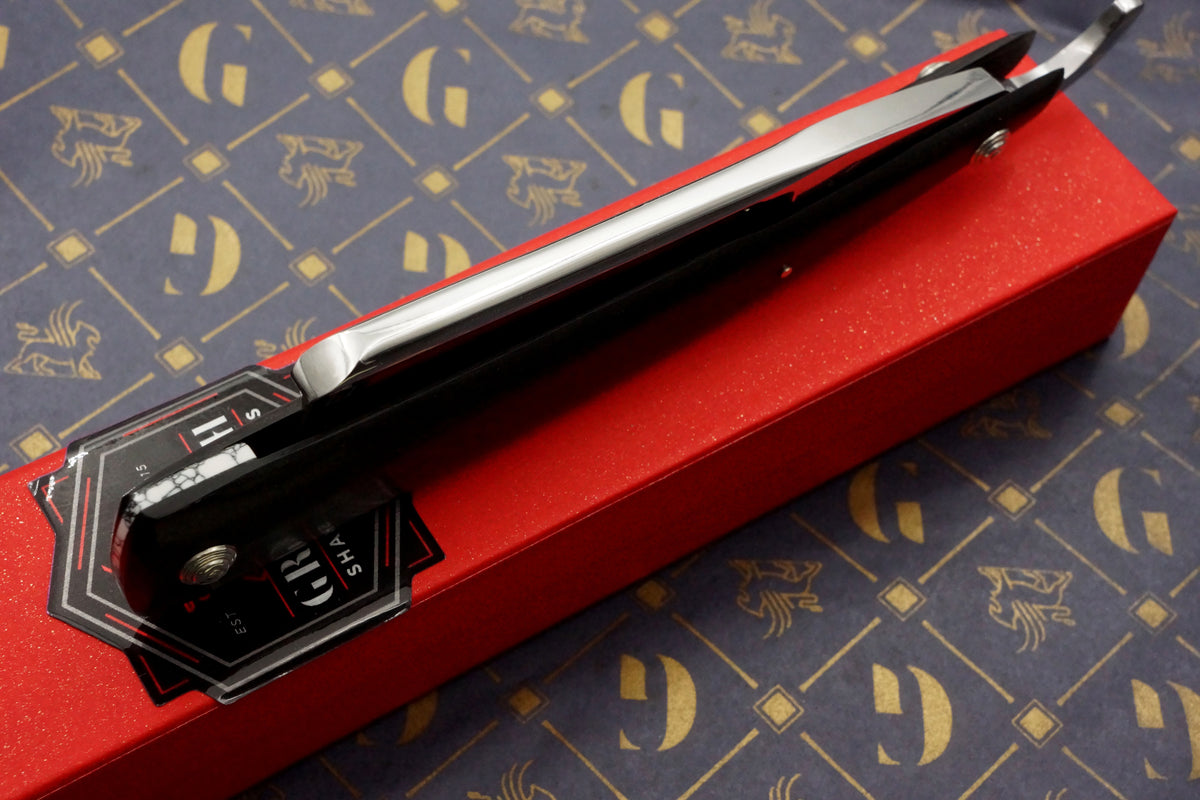 Griffith 1084 Steel 19/16 Full Hollow - Ebony Scales Artisan Straight Razor