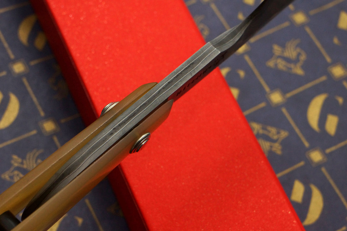 Griffith 15/16 Blue Steel & Stainless San Mai Quarter Hollow - Horn Scales Artisan Straight Razor