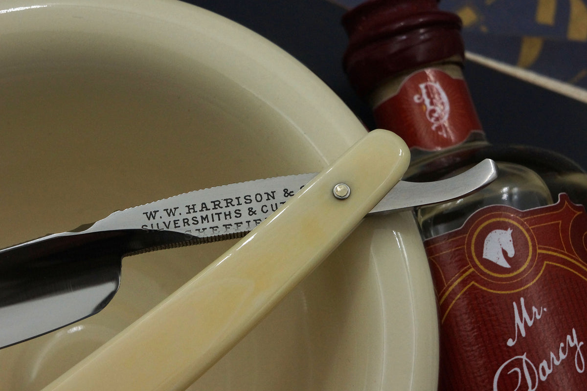 W.W. Harrison & Co. - Restored 5/8 Vintage Sheffield Straight Razor with Original Ivory Scales - Shave Ready
