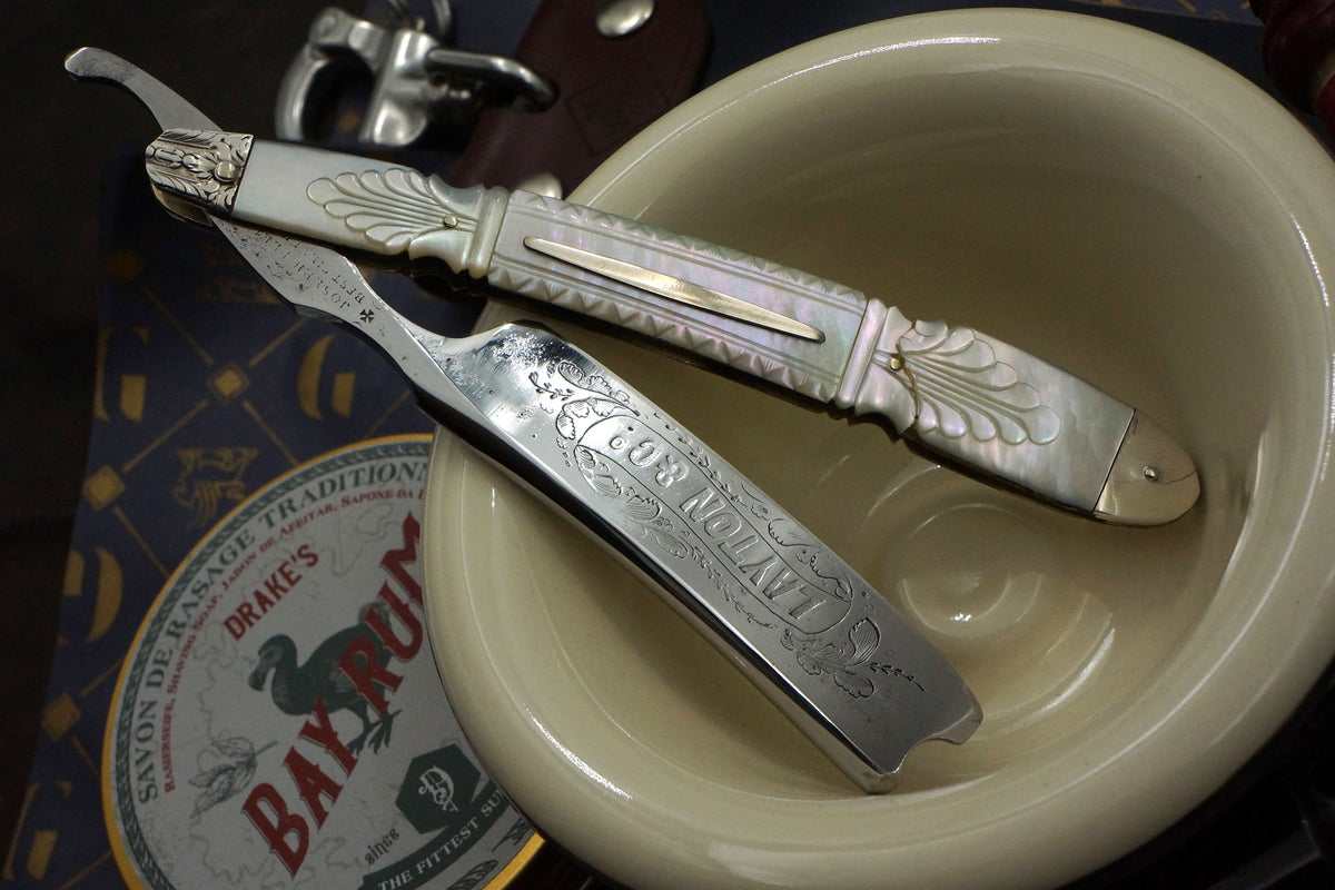 Joseph Elliot "Layton & Co." 13/16 - Deep Etch Fully Restored Mother of Pearl Scaled Sheffield Straight Razor - Shave Ready