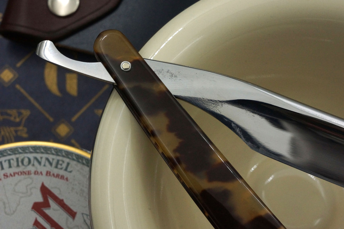 Joseph Elliot - Rare Private Label Etch Tortoiseshell Scaled Early 1800s - 6/8 Restored Sheffield Straight Razor - Shave Ready