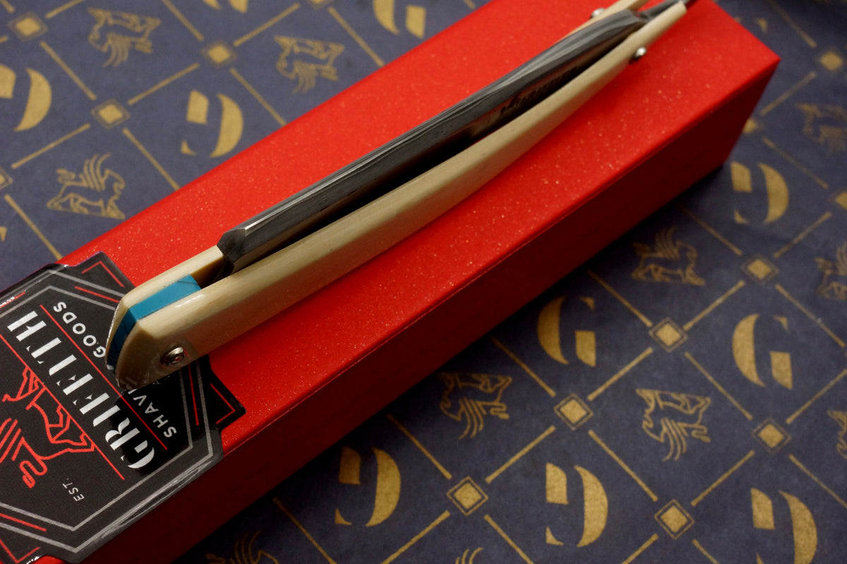 Griffith 15/16 W2 & Stainless San Mai Quarter Hollow - Mammoth Ivory Scales Artisan Straight Razor