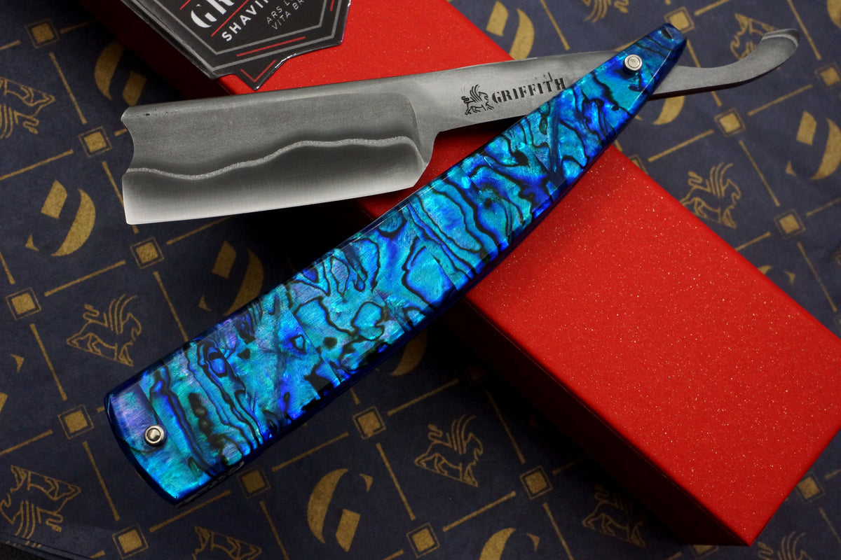 Griffith 15/16 W2 & Stainless San Mai Quarter Hollow - Abalone Scales Artisan Straight Razor