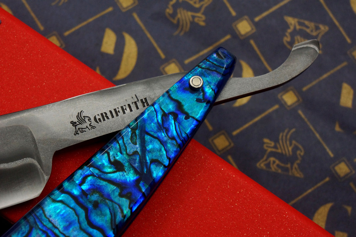 Griffith 15/16 W2 & Stainless San Mai Quarter Hollow - Abalone Scales Artisan Straight Razor