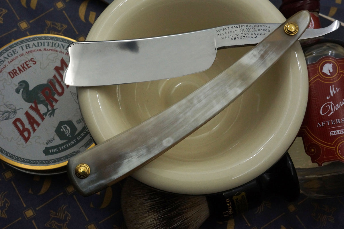 George Wostenholm & Sons - 15/16" Blade with New Horn Scales - Fully Restored Sheffield Straight Razor - Shave Ready