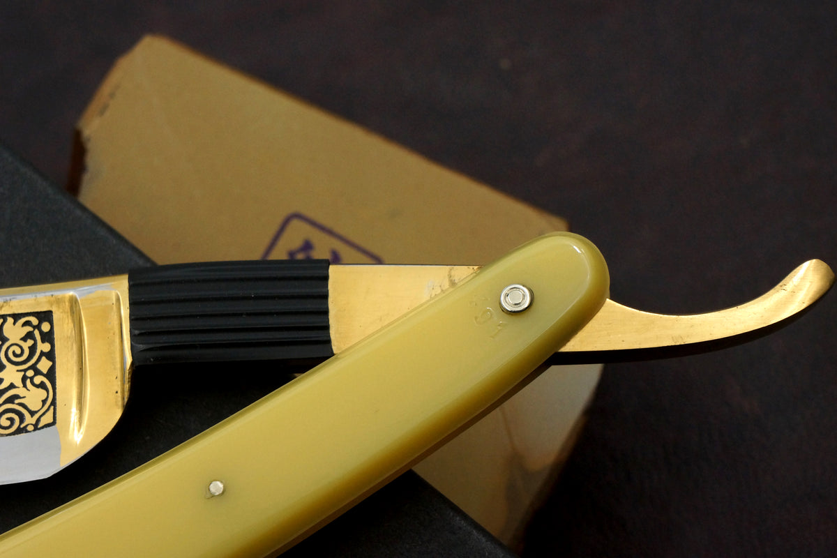 Rasoir droit Solingen Puma Gold 13/16 Full Hollow - Menthe Vintage - Prêt à raser 