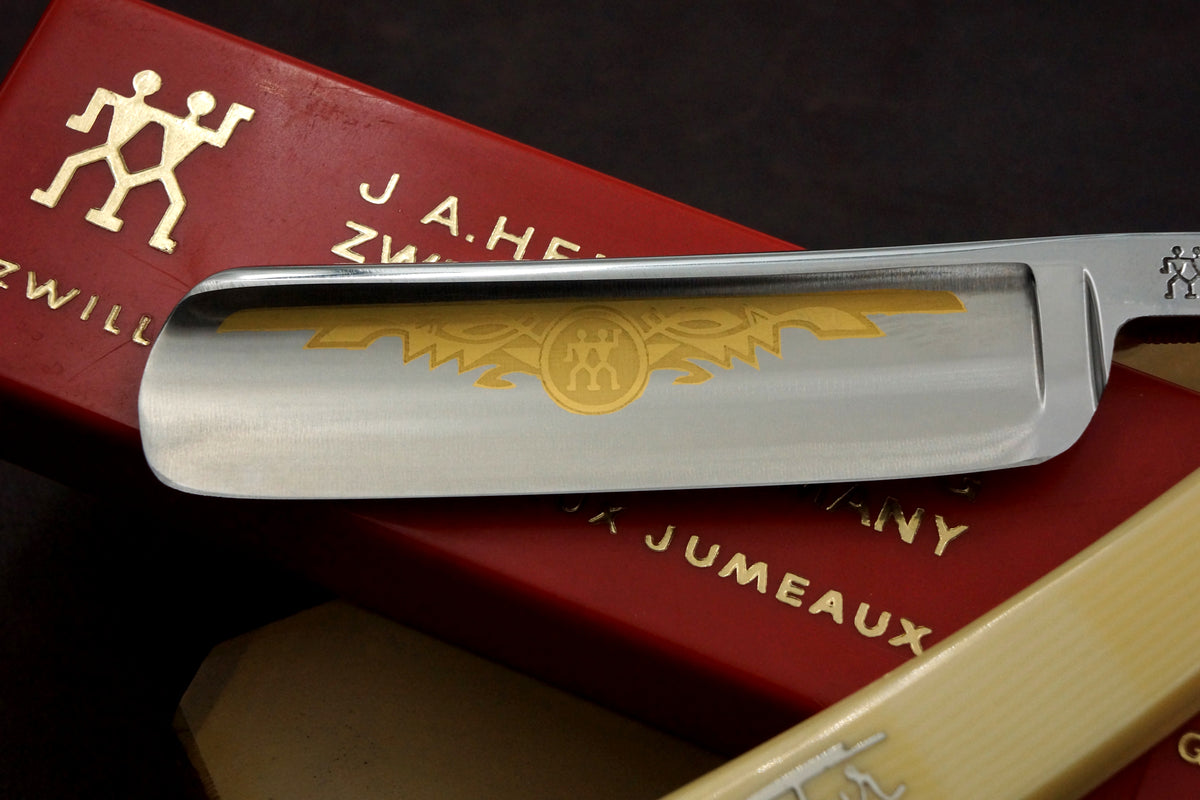 Henckels Friodur 13/16 No. 72 1/2 - Near Pristine Stainless Steel Etched Full Hollow - Solingen Straight Razor - Shave Ready