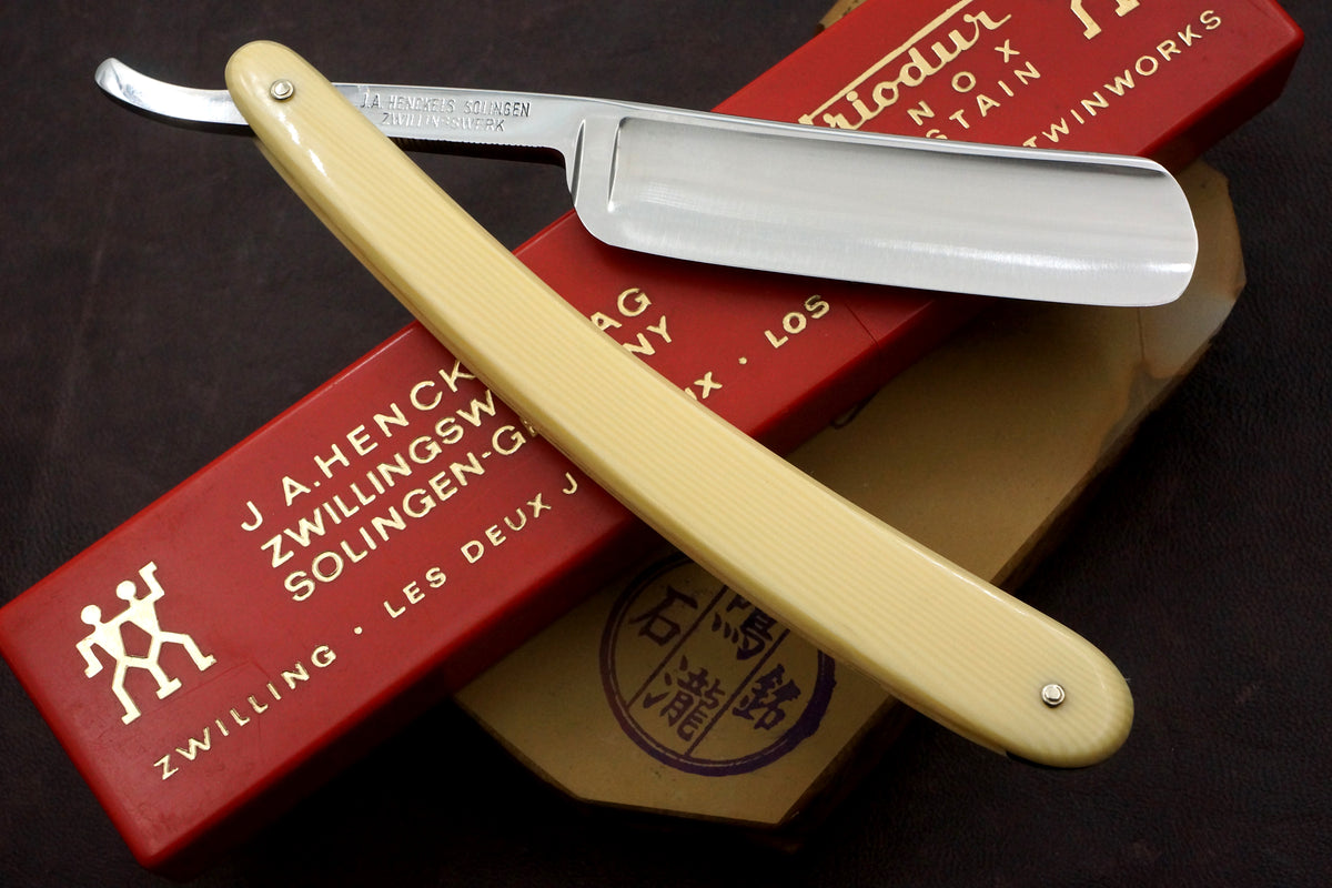 Henckels Friodur 13/16 No. 72 1/2 - Near Pristine Stainless Steel Etched Full Hollow - Solingen Straight Razor - Shave Ready