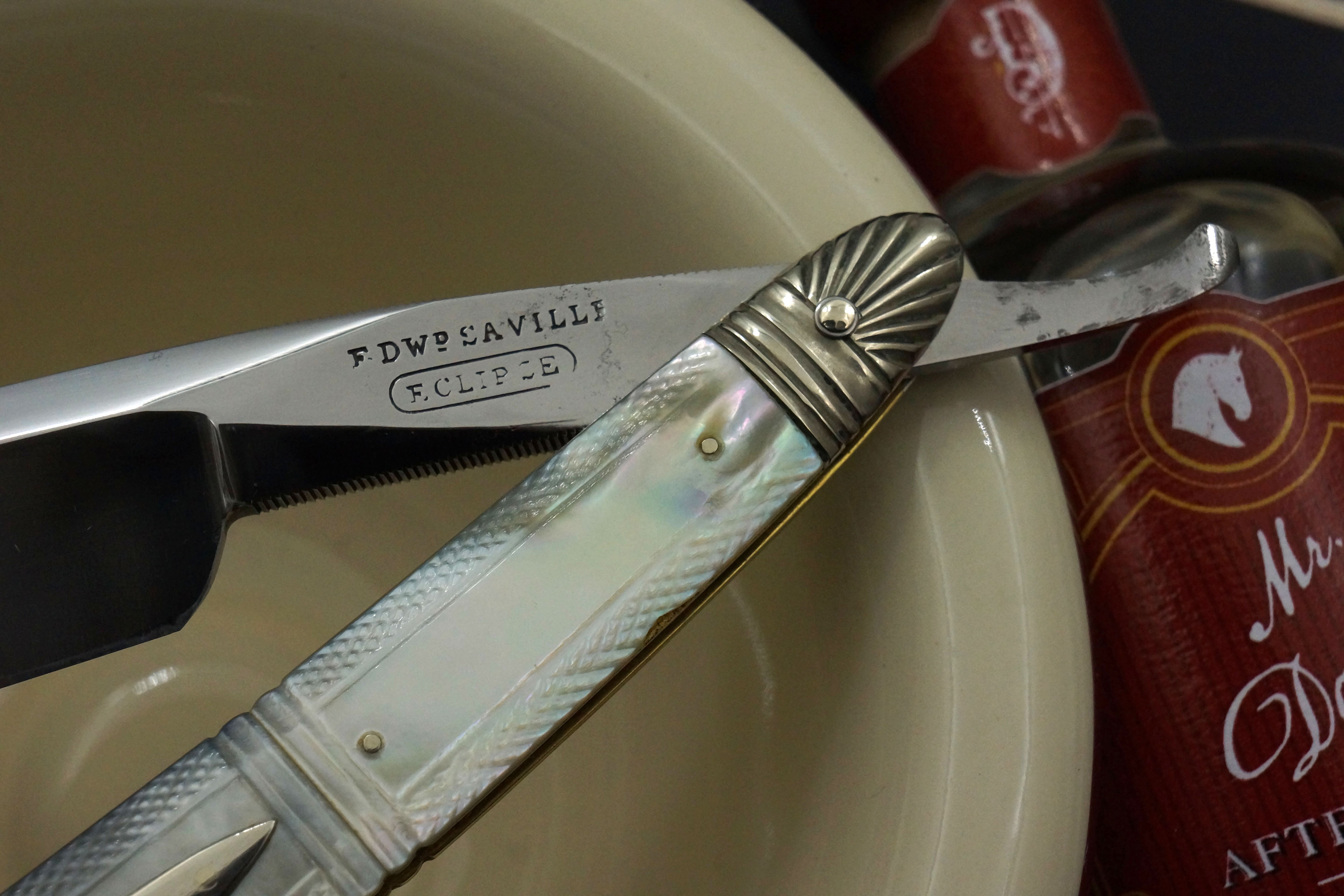Edward Saville "Eclipse" 13/16 - Fancy Grind Fully Restored Mother of Pearl Scaled Sheffield Straight Razor - Shave Ready