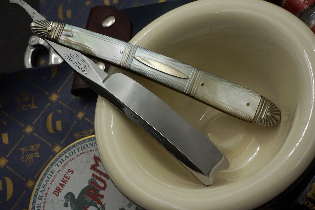 Edward Saville "Eclipse" 13/16 - Fancy Grind Fully Restored Mother of Pearl Scaled Sheffield Straight Razor - Shave Ready