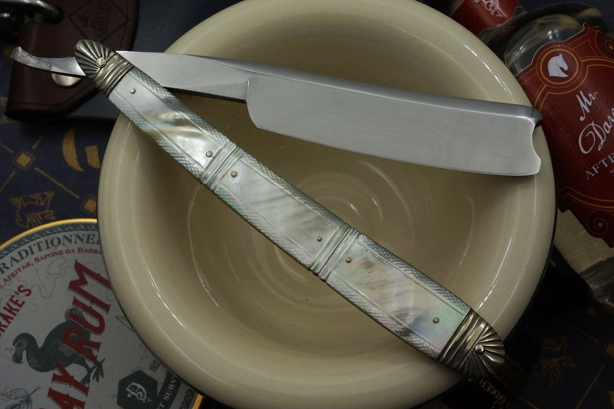 Edward Saville "Eclipse" 13/16 - Fancy Grind Fully Restored Mother of Pearl Scaled Sheffield Straight Razor - Shave Ready