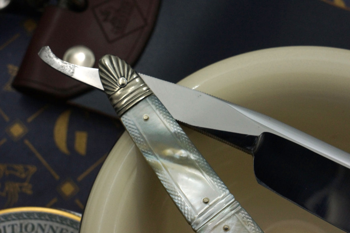Edward Saville "Eclipse" 13/16 - Fancy Grind Fully Restored Mother of Pearl Scaled Sheffield Straight Razor - Shave Ready