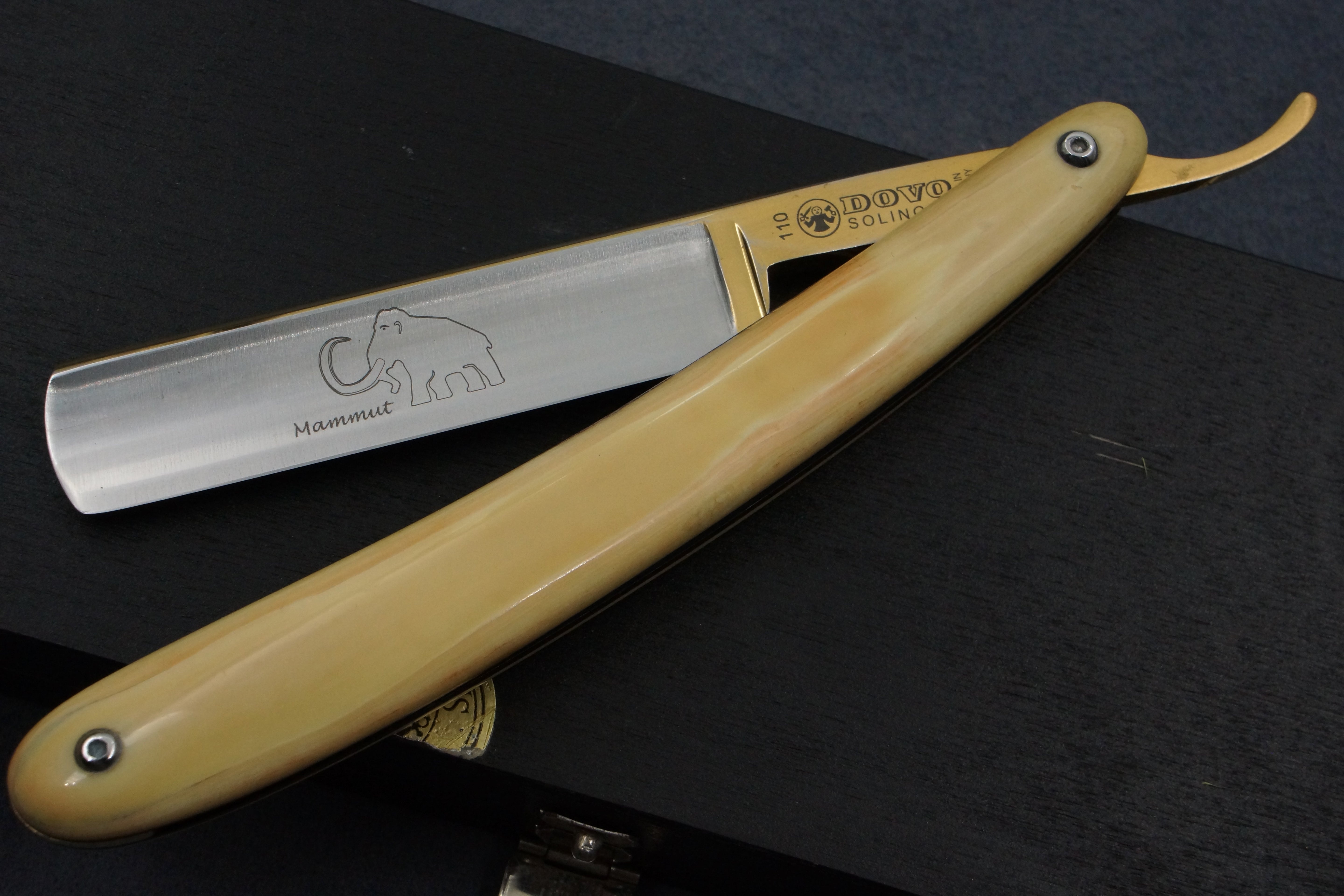 Dovo Mammut No. 10 with Mammoth Ivory Scales - Preowned Rare 11/16 Full Hollow Blade - Solingen Straight Razor - Shave Ready