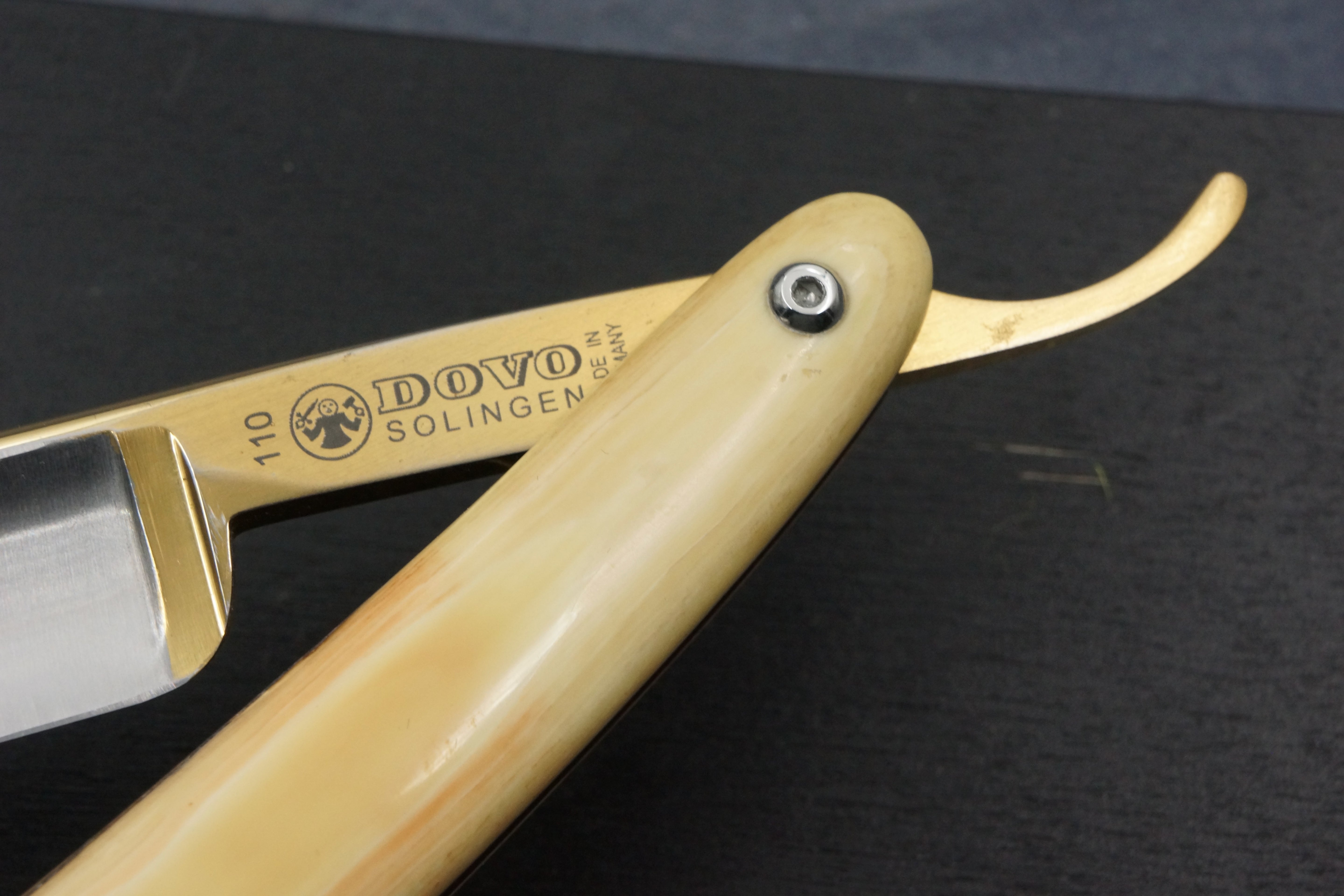Dovo Mammut No. 10 with Mammoth Ivory Scales - Preowned Rare 11/16 Full Hollow Blade - Solingen Straight Razor - Shave Ready