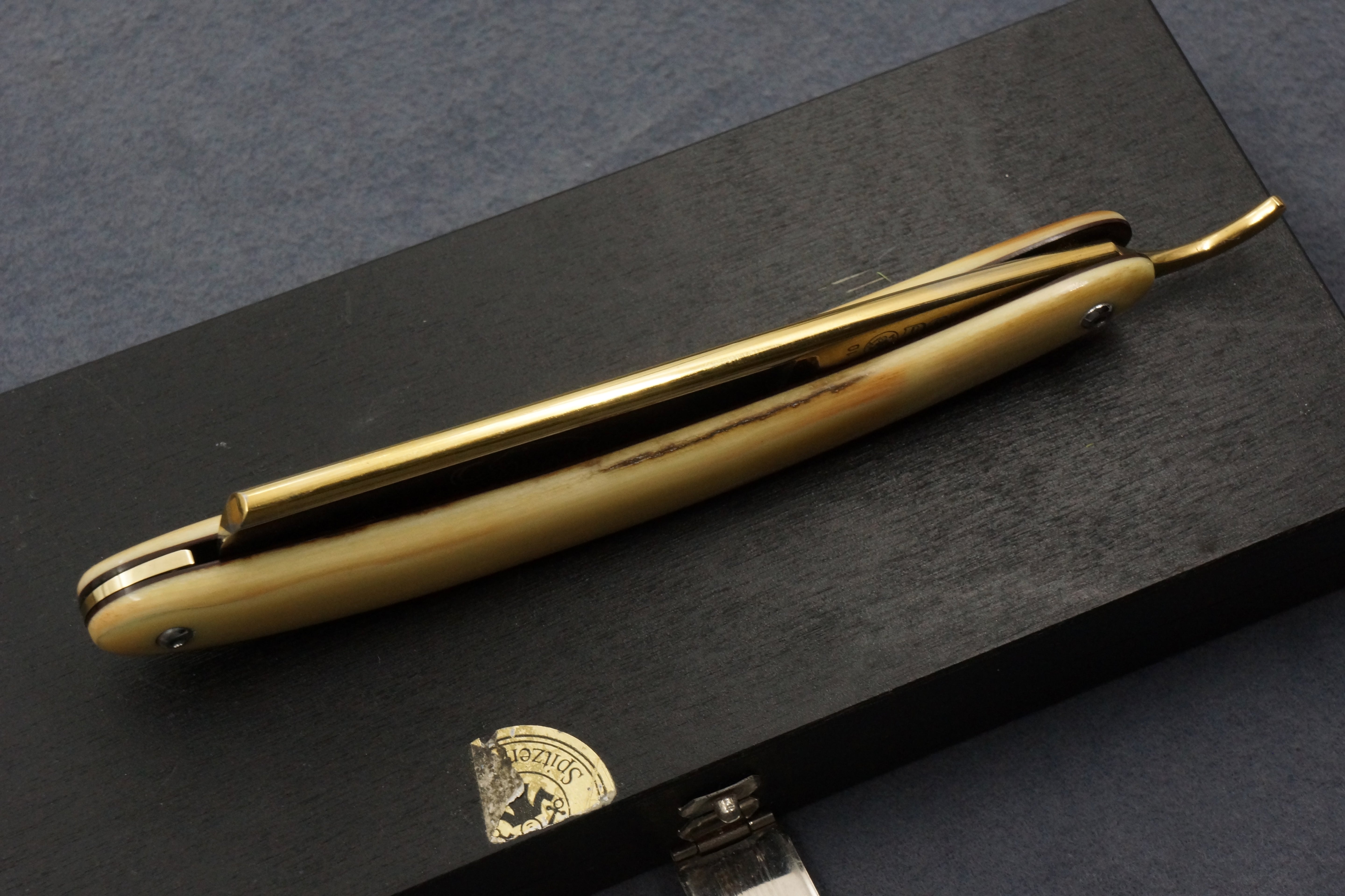 Dovo Mammut No. 10 with Mammoth Ivory Scales - Preowned Rare 11/16 Full Hollow Blade - Solingen Straight Razor - Shave Ready