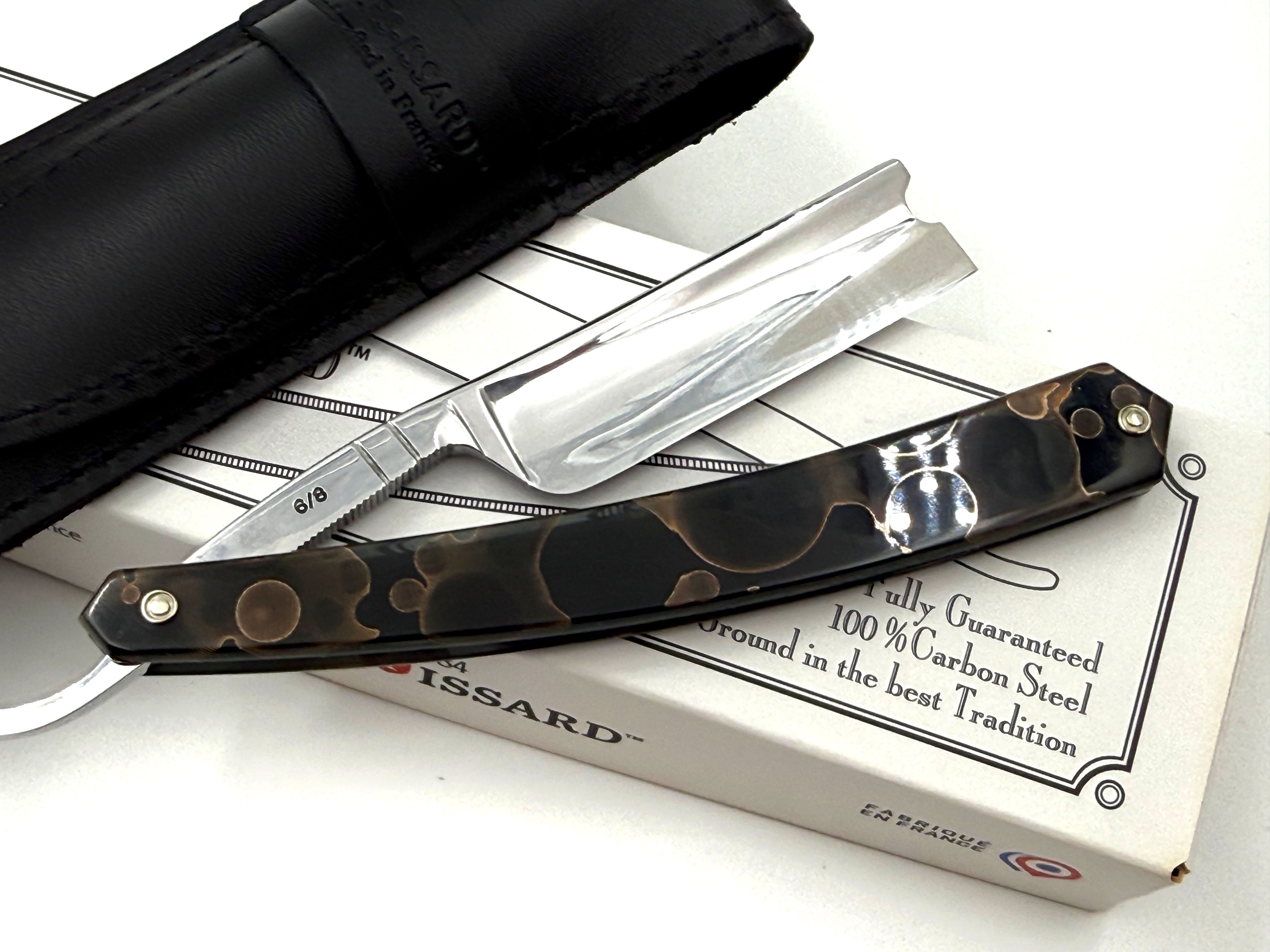 Thiers Issard 6/8 "Roi Soleil" Etch - Composite Moon Scales - Full Hollow Straight Razor