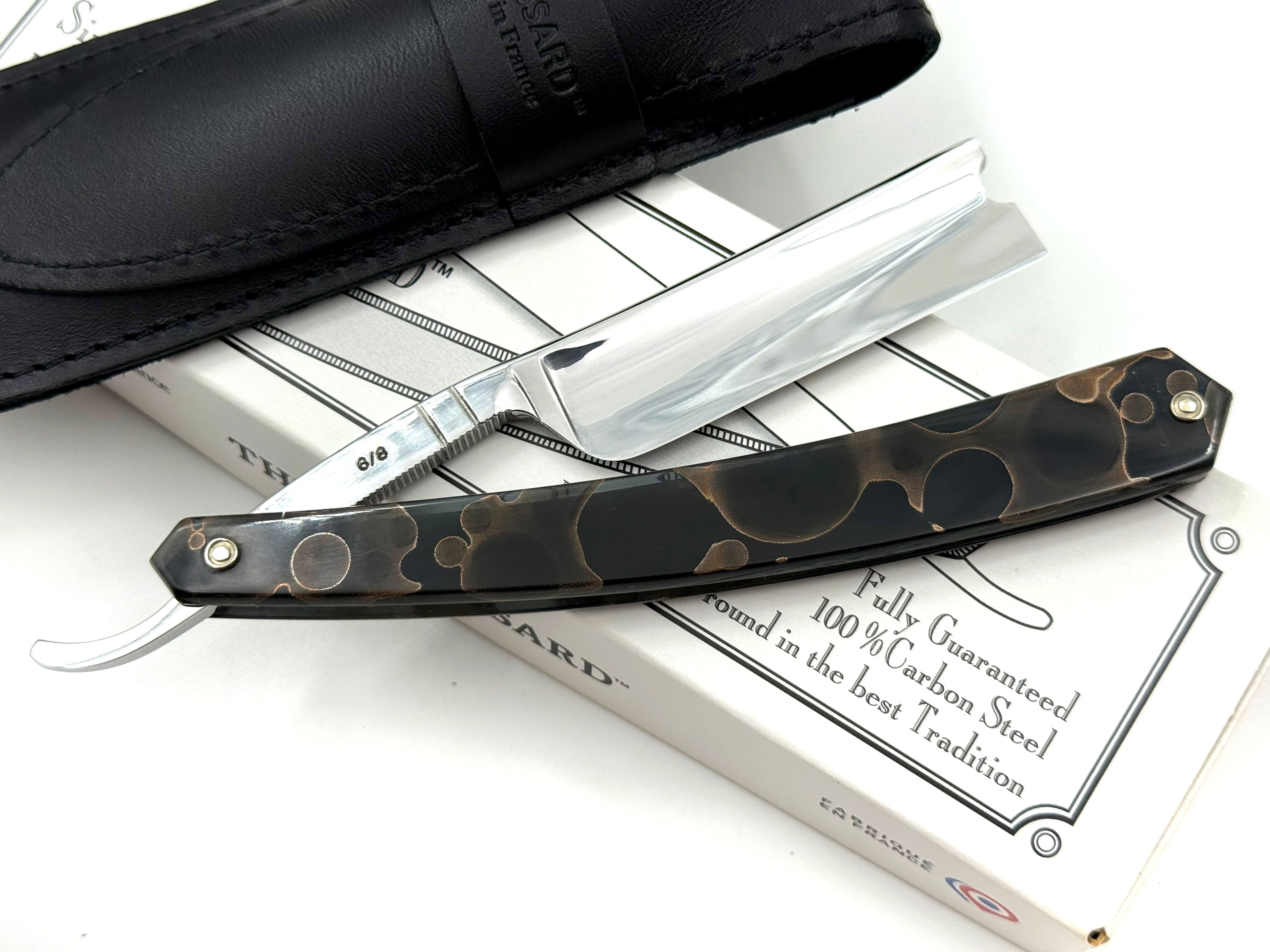 Thiers Issard 6/8 "Roi Soleil" Etch - Composite Moon Scales - Full Hollow Straight Razor