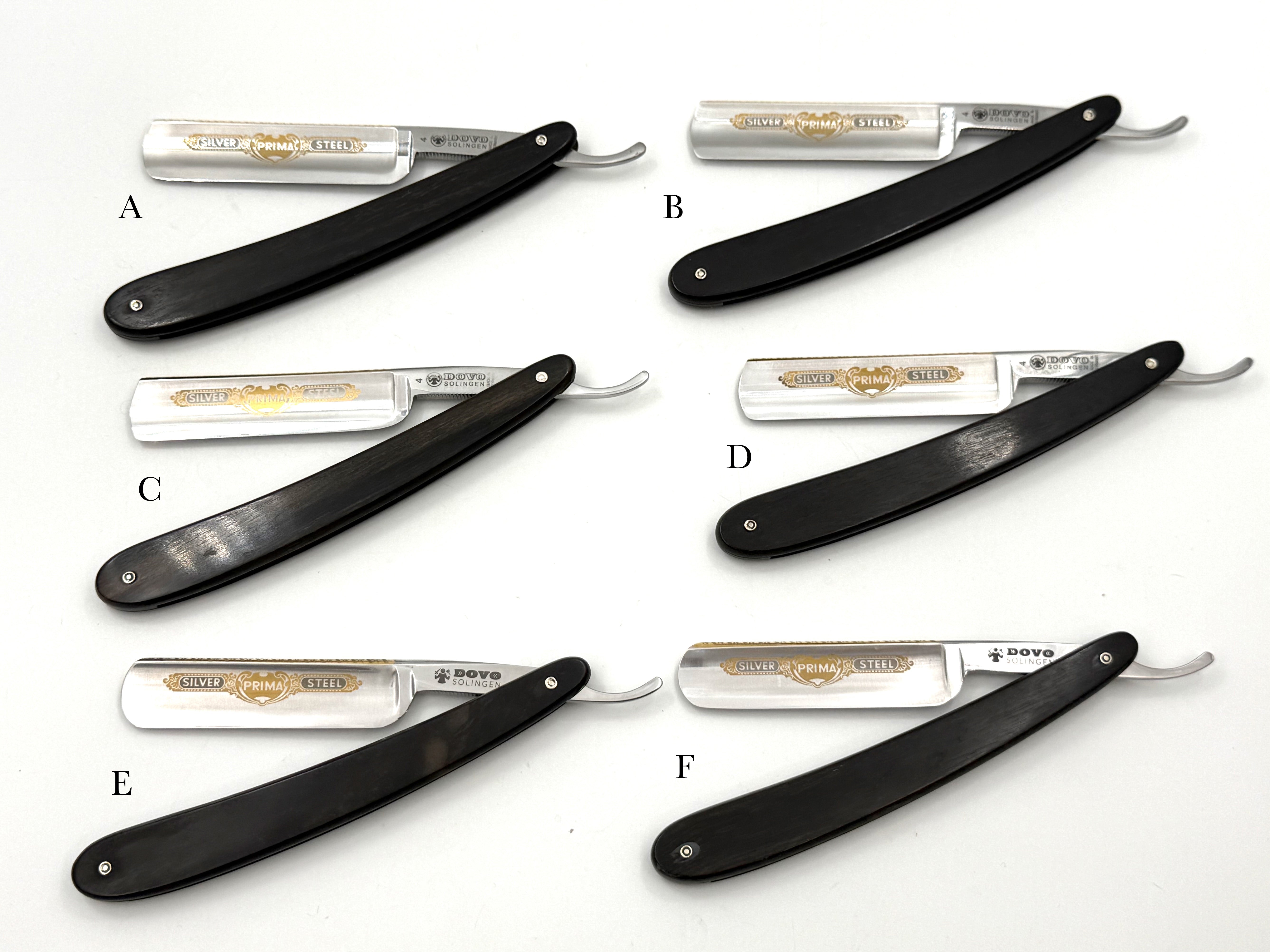 GSG Renewed Dovo "Prima" Ebony Handle 5/8 Etched, Engraved and Gold Washed Full Hollow Solingen Straight Razors (CHOOSE YOUR RAZOR)