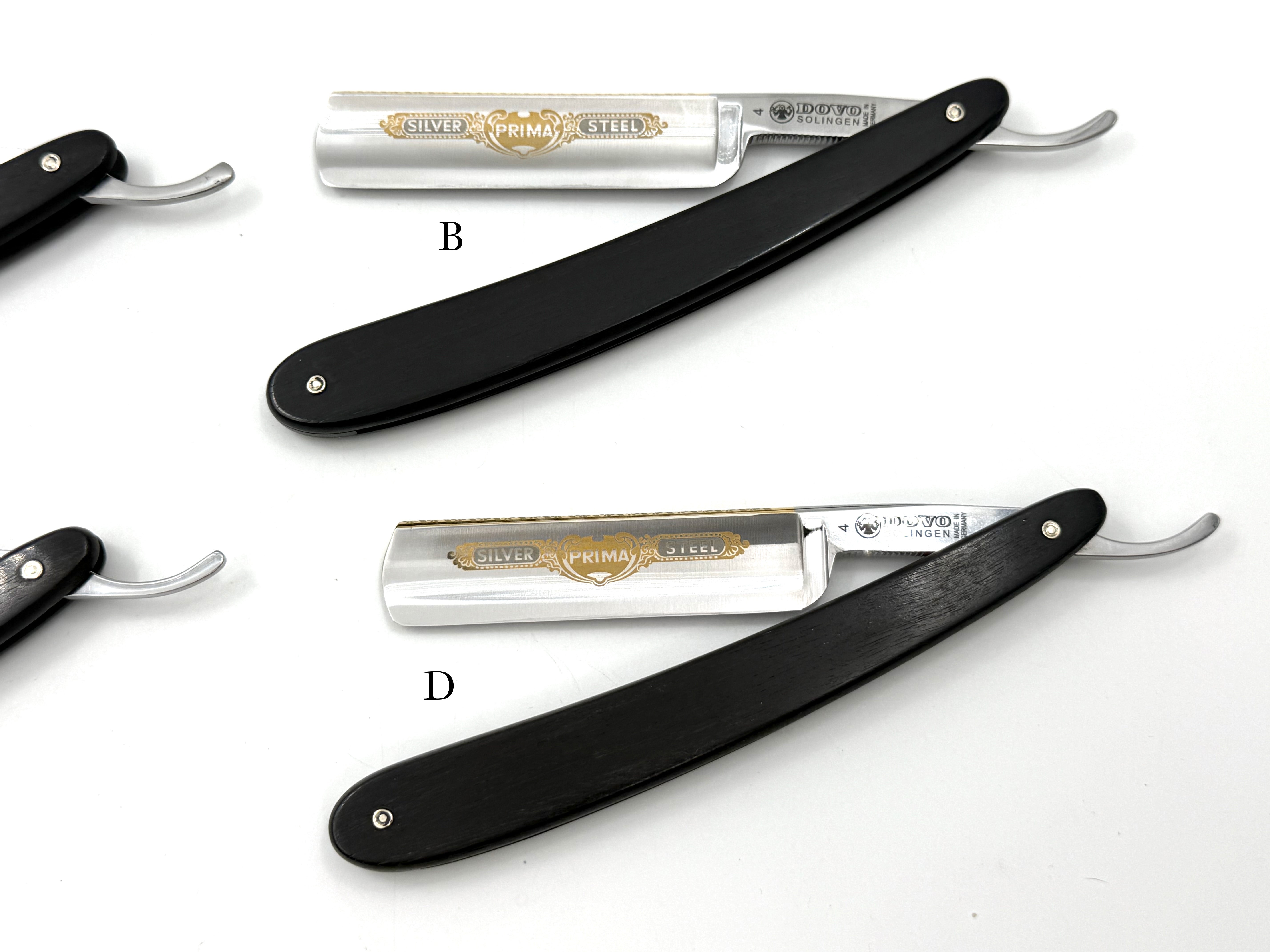 GSG Renewed Dovo "Prima" Ebony Handle 5/8 Etched, Engraved and Gold Washed Full Hollow Solingen Straight Razors (CHOOSE YOUR RAZOR)