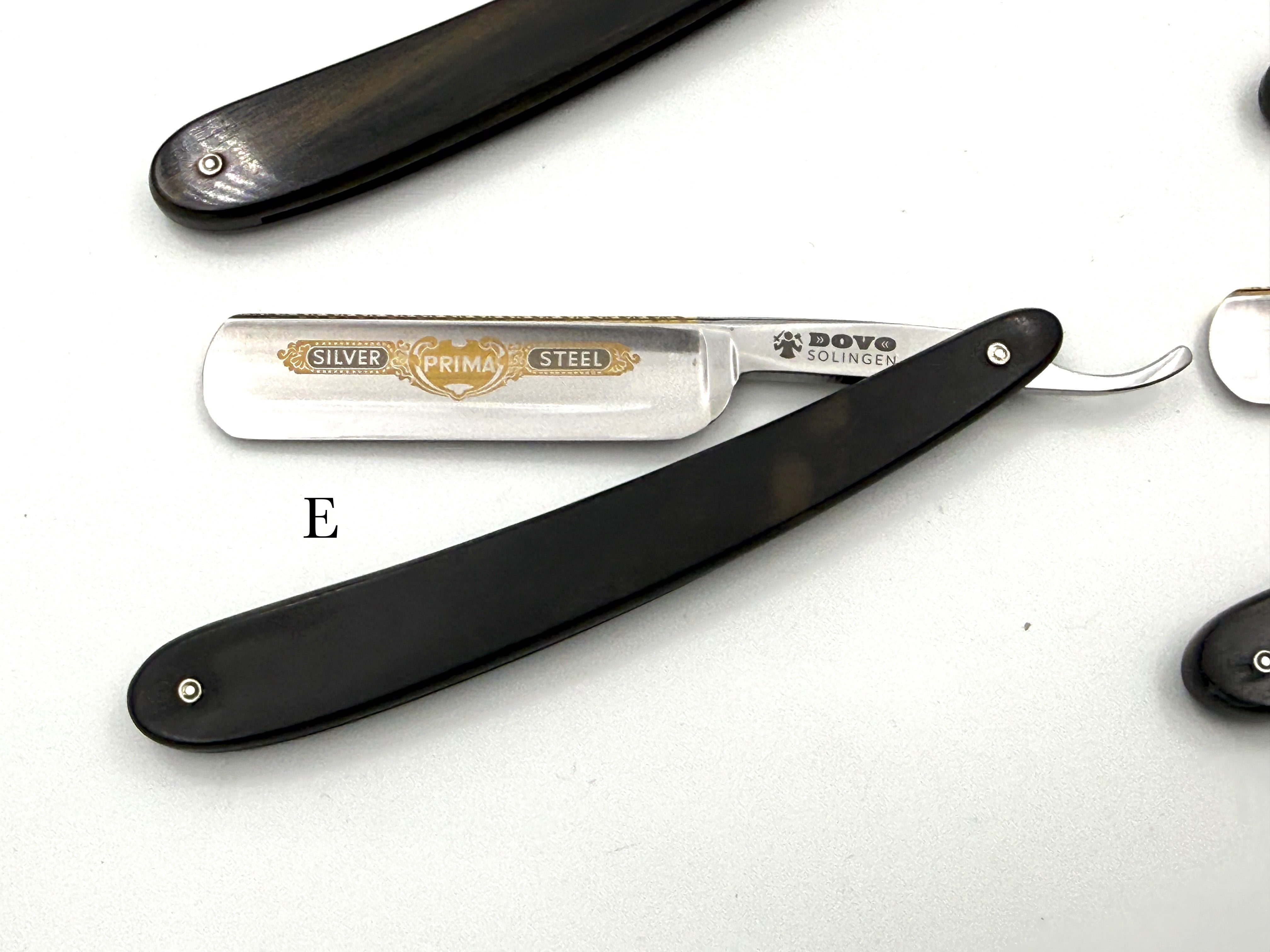 GSG Renewed Dovo "Prima" Ebony Handle 5/8 Etched, Engraved and Gold Washed Full Hollow Solingen Straight Razors (CHOOSE YOUR RAZOR)