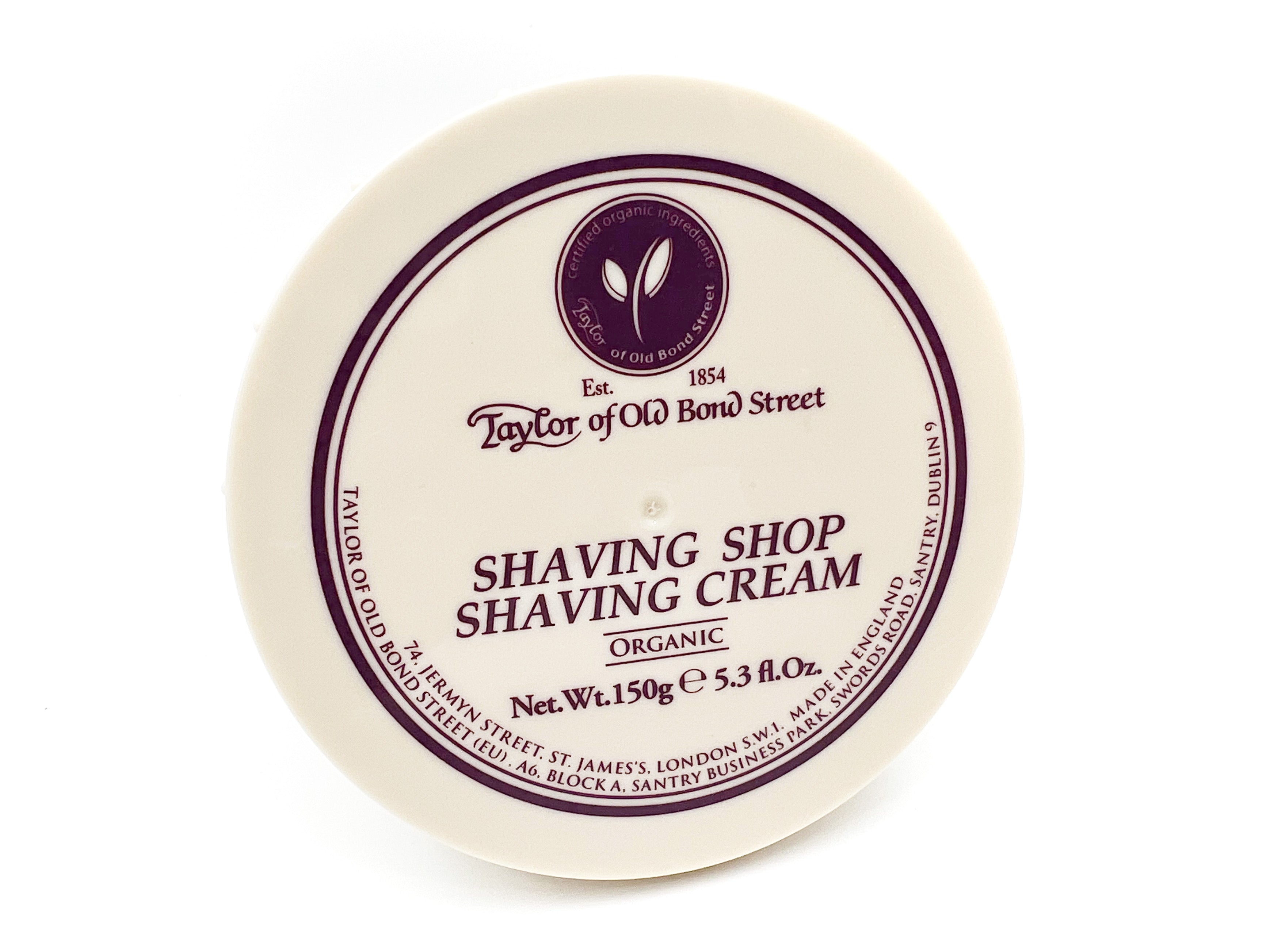 Taylor of Old Bond Street Shaving Shop Organic Shaving Cream Bowl 150g (5.3 oz)