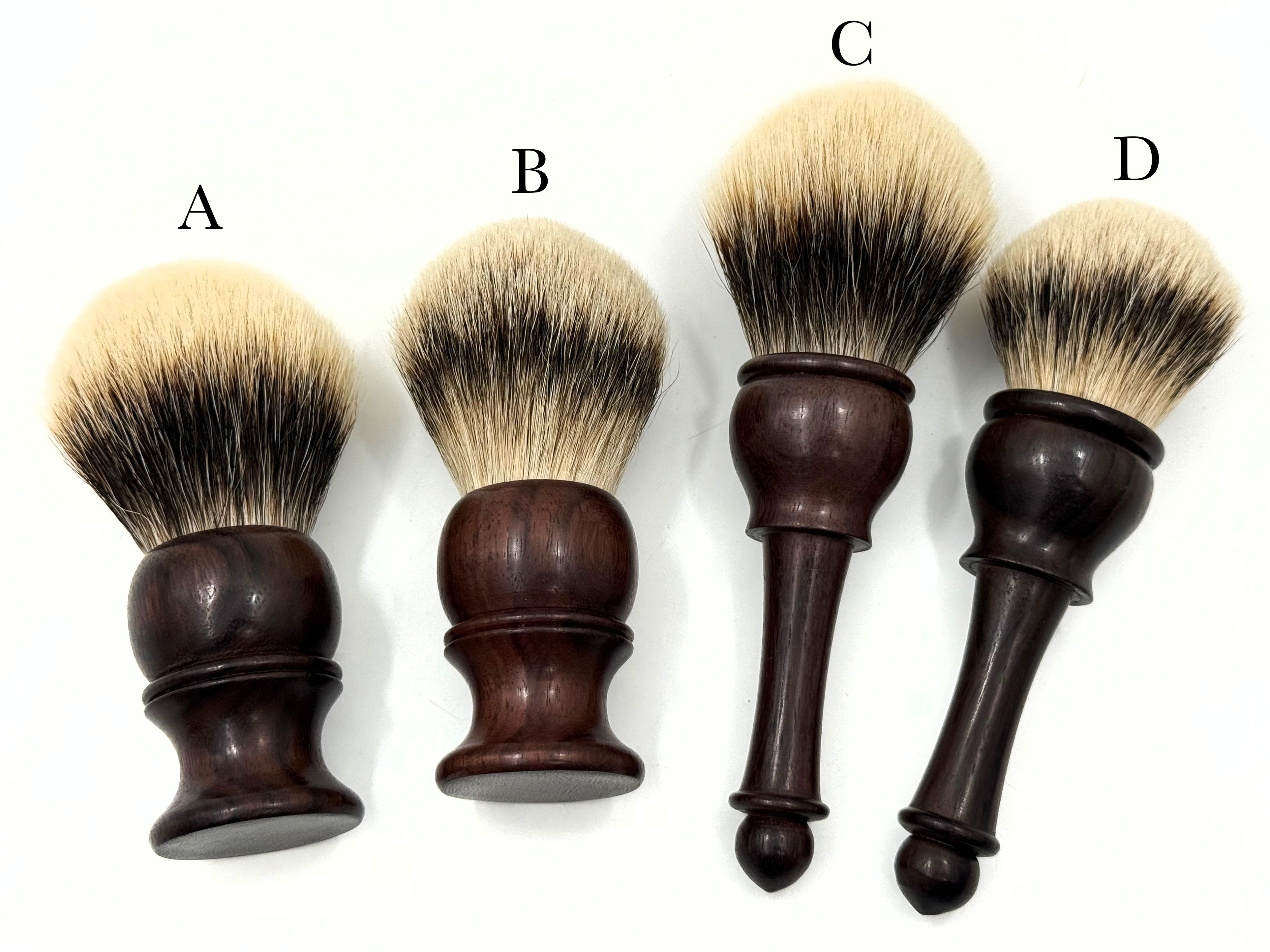 Rosewood Handled Shaving Brush with Silvertip or Two Band Bristles - Choose Your Brush