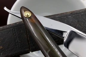 W.G. Wilton Celebrated Razor 1" 8/8 Masonic Etched Blade with Original Horn Scales - Vintage Sheffield Straight Razor - Fully Restored & Shave Ready